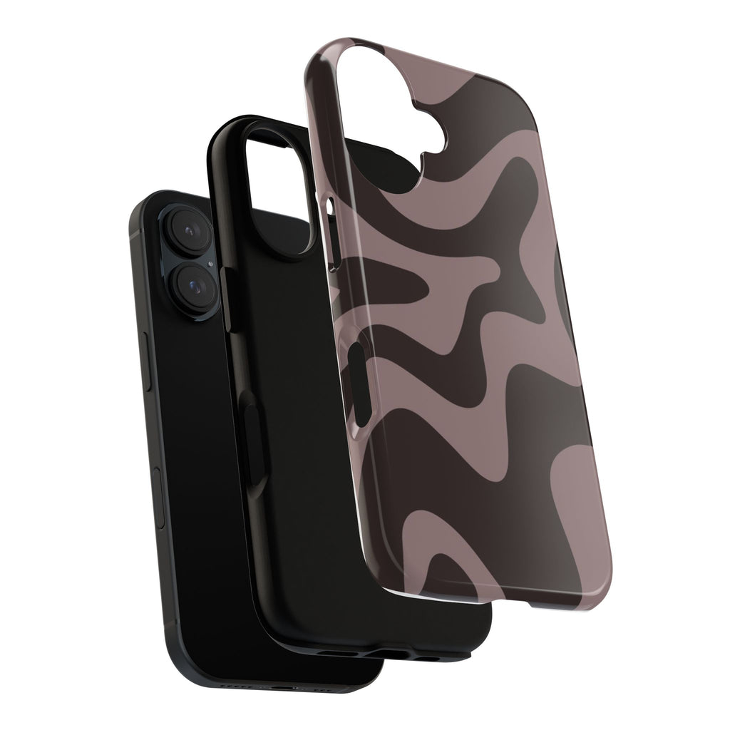 Camouflage Swirl iPhone Case — Matte Brown Abstract Camo Protective Cover