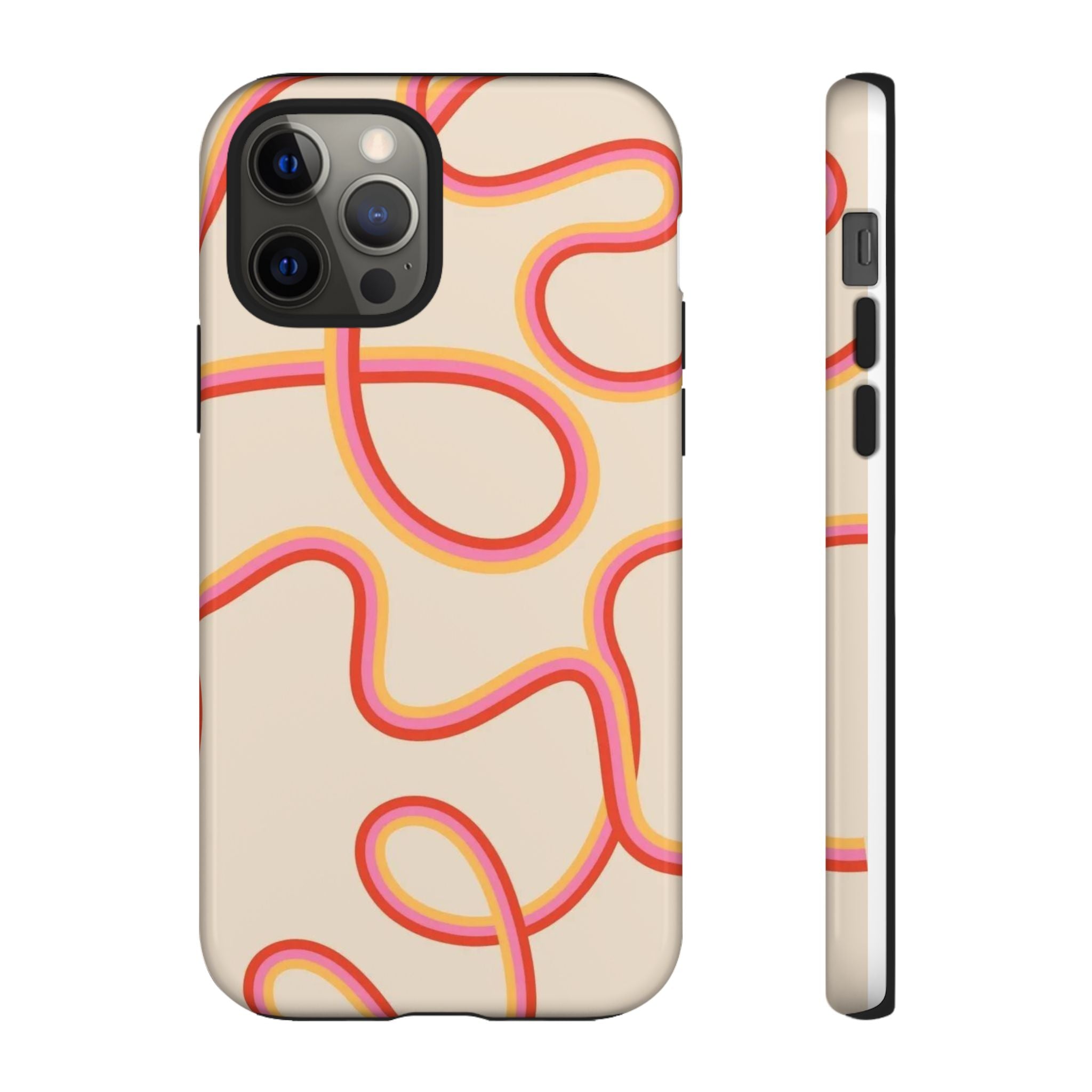 Retro Loop Pattern iPhone Case – Peach & Sunset Abstract Tough Case