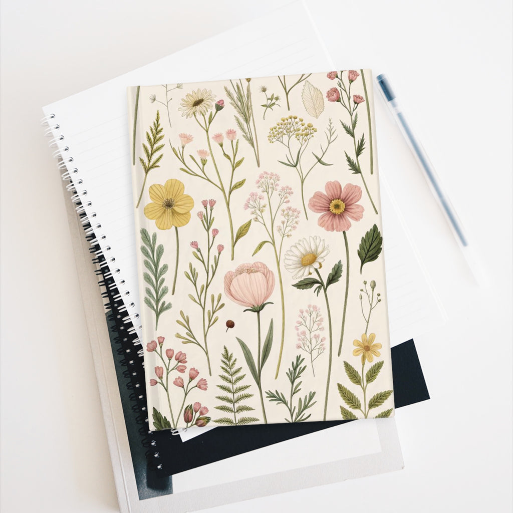 Floral Meadow Ruled Journal — Botanical Hardcover Notebook for Writing & Notes