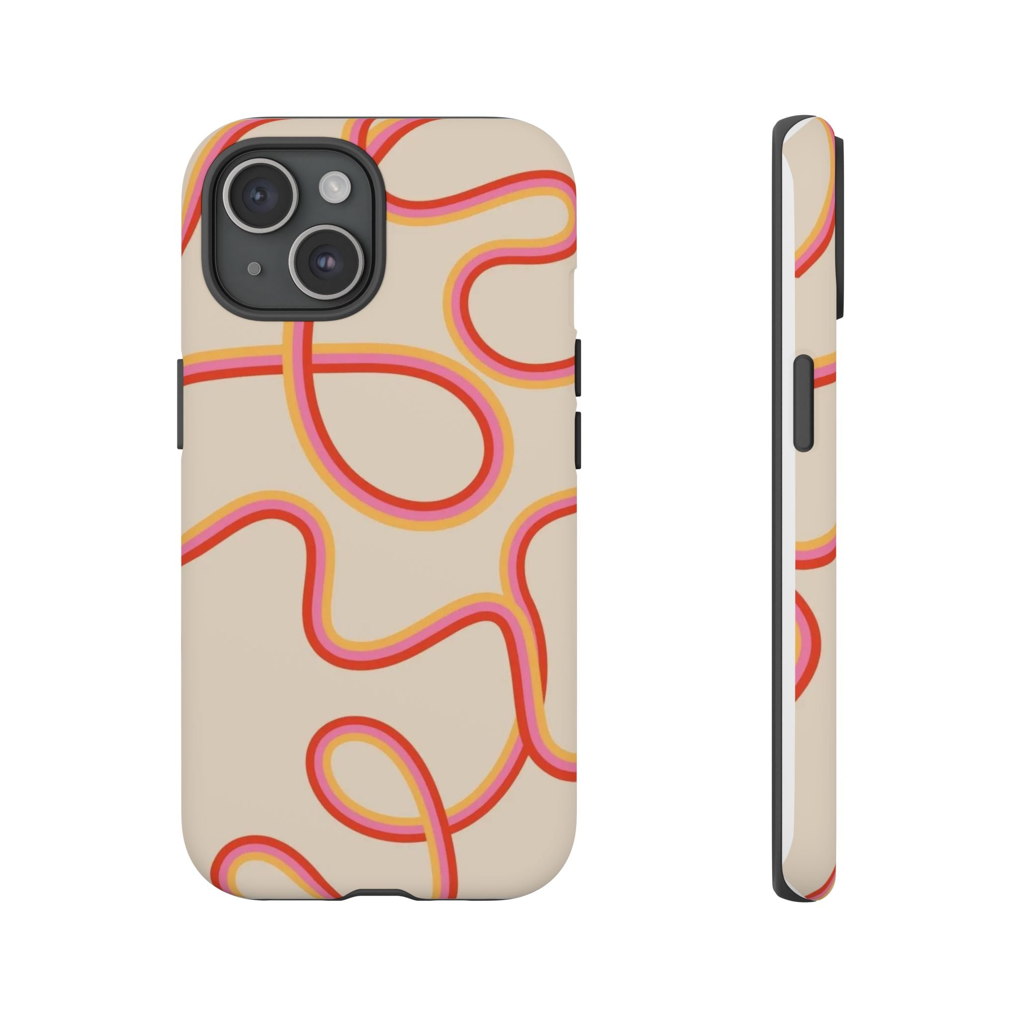 Retro Loop Pattern iPhone Case – Peach & Sunset Abstract Tough Case