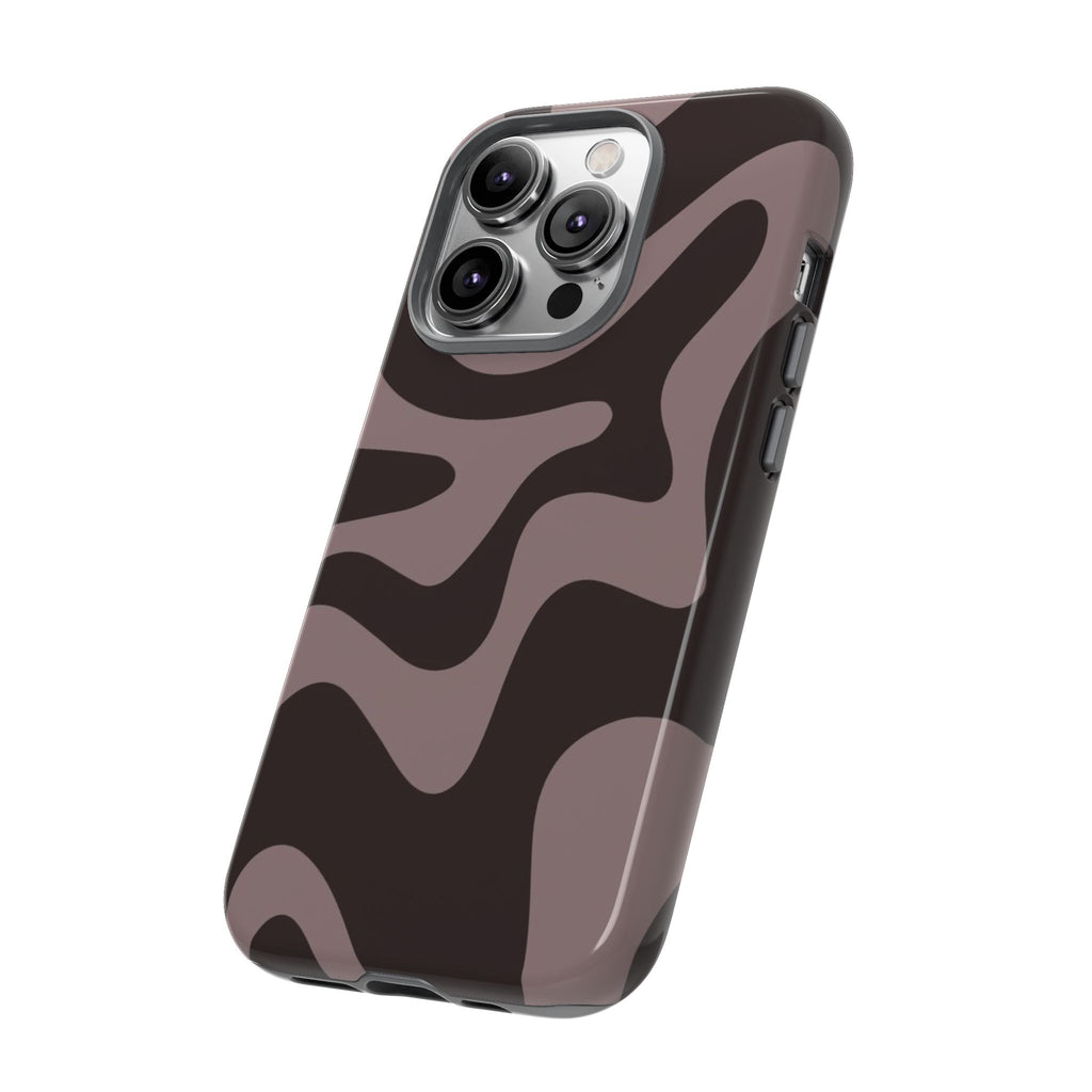 Camouflage Swirl iPhone Case — Matte Brown Abstract Camo Protective Cover