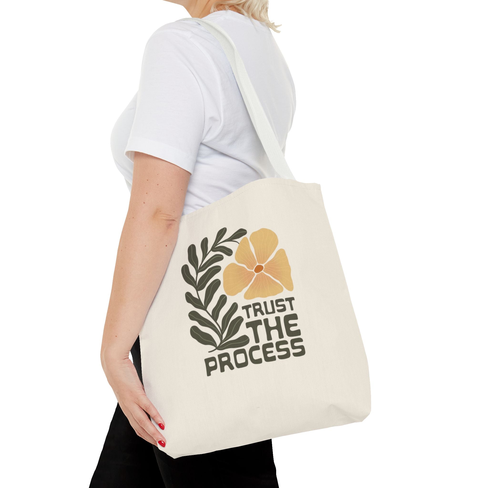 Trust The Process Floral Tote Bag — Inspirational Canvas Shopper