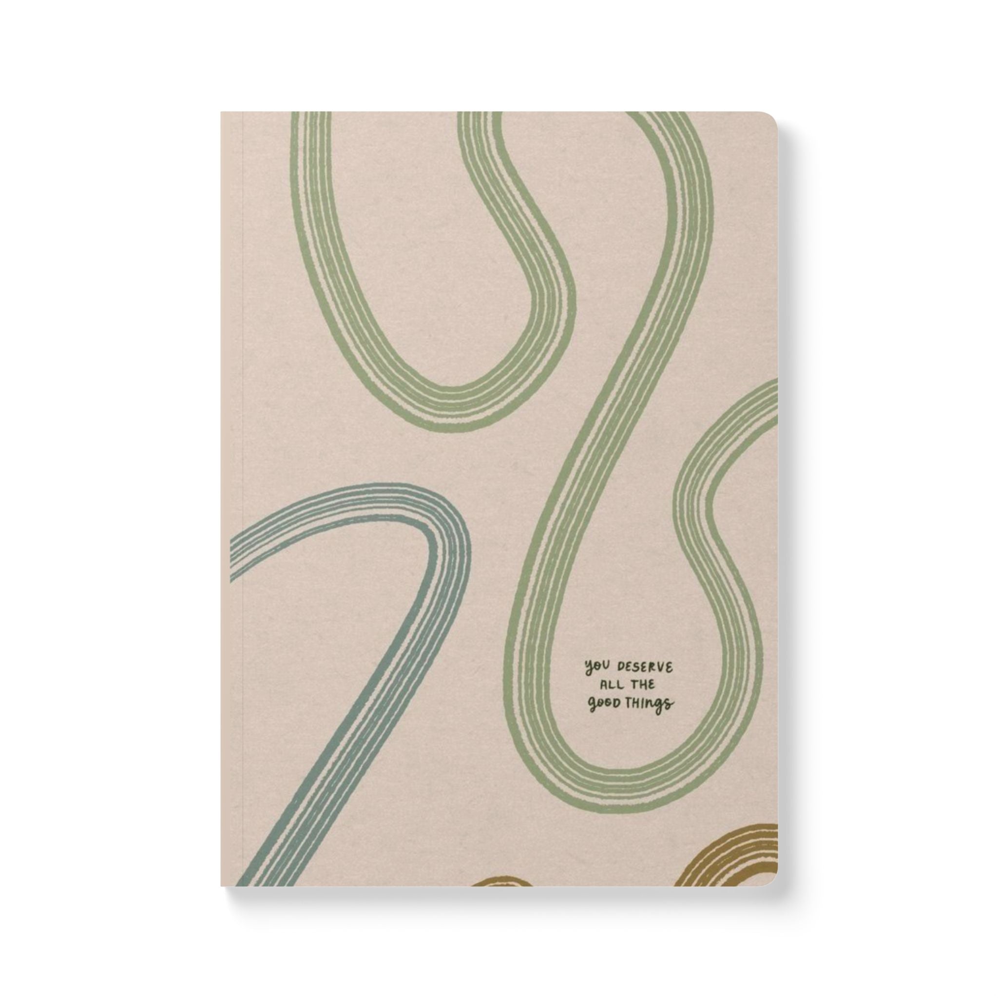 Abstract Retro Lines Softcover Journal — 'You Deserve All The Good Things' Pocket Notebook