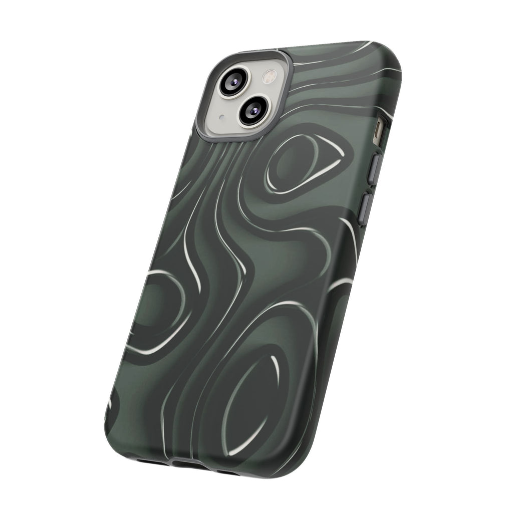 Dark Green Abstract Swirl Tough Phone Case