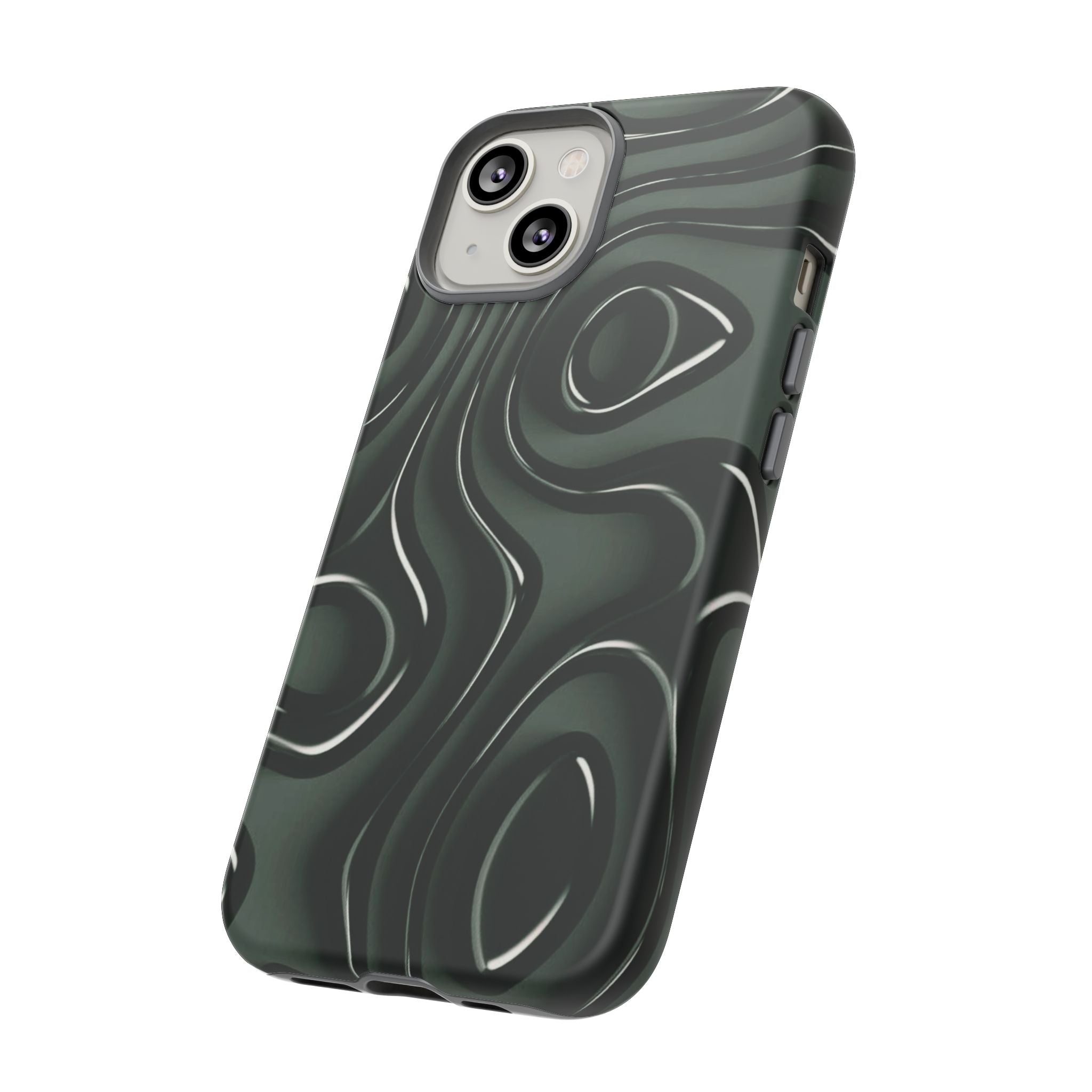 Dark Green Abstract Swirl Tough Phone Case