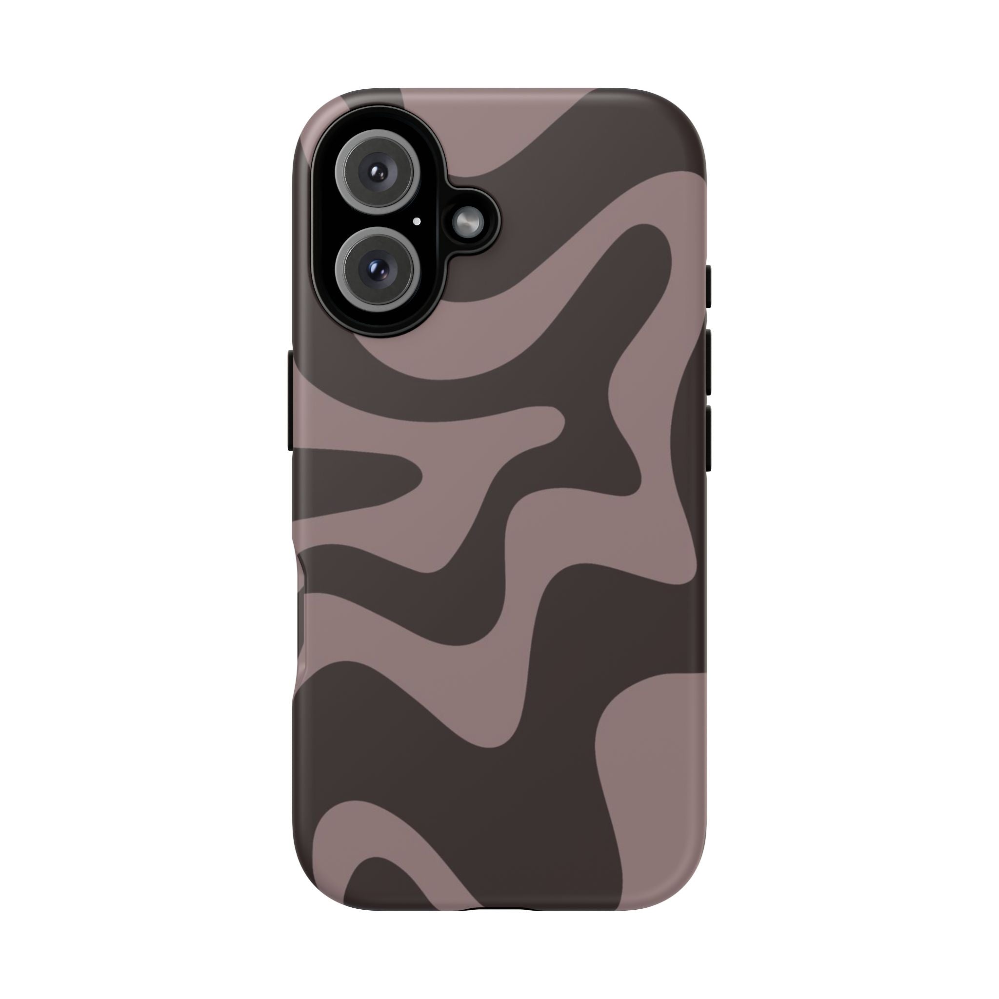 Camouflage Swirl iPhone Case — Matte Brown Abstract Camo Protective Cover