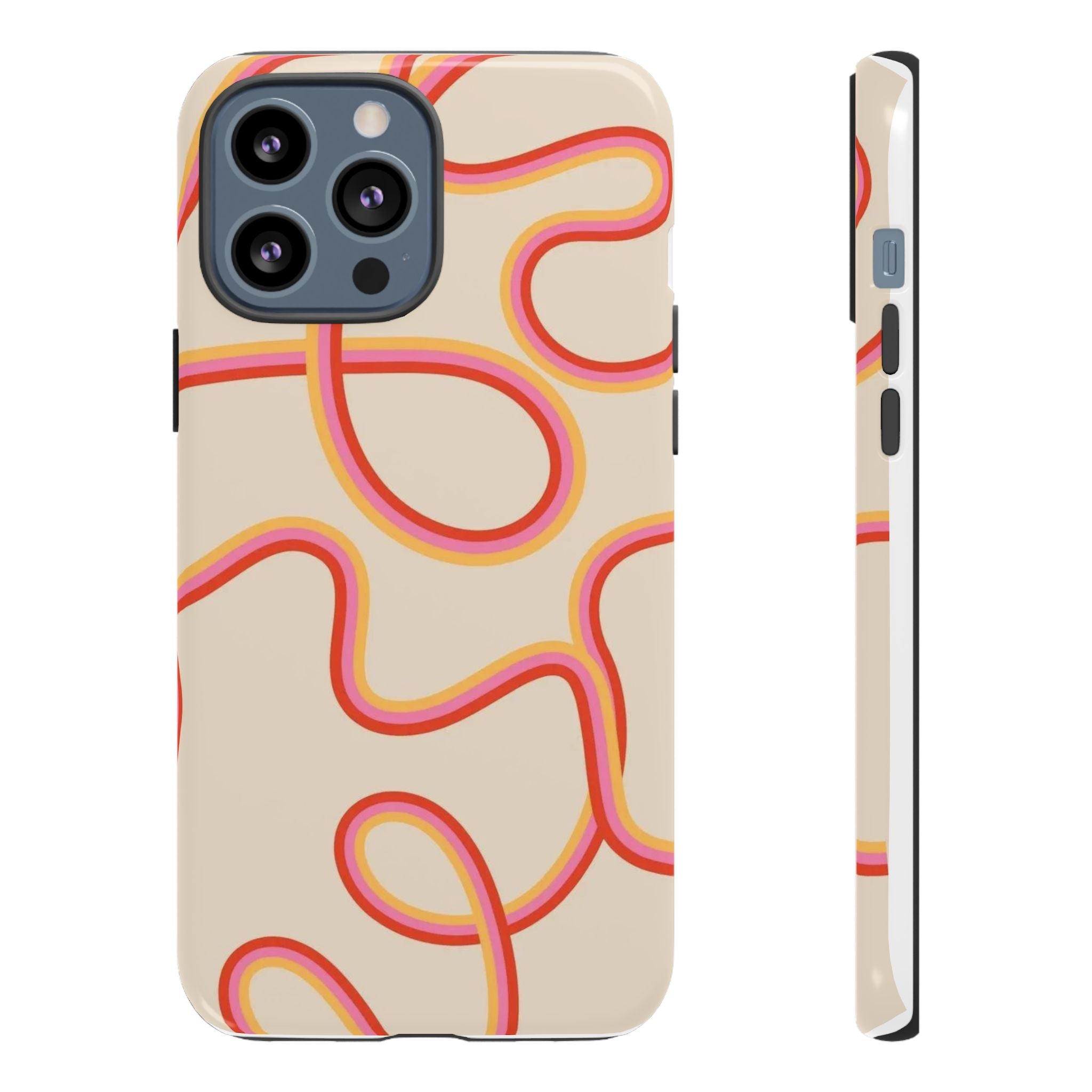 Retro Loop Pattern iPhone Case – Peach & Sunset Abstract Tough Case