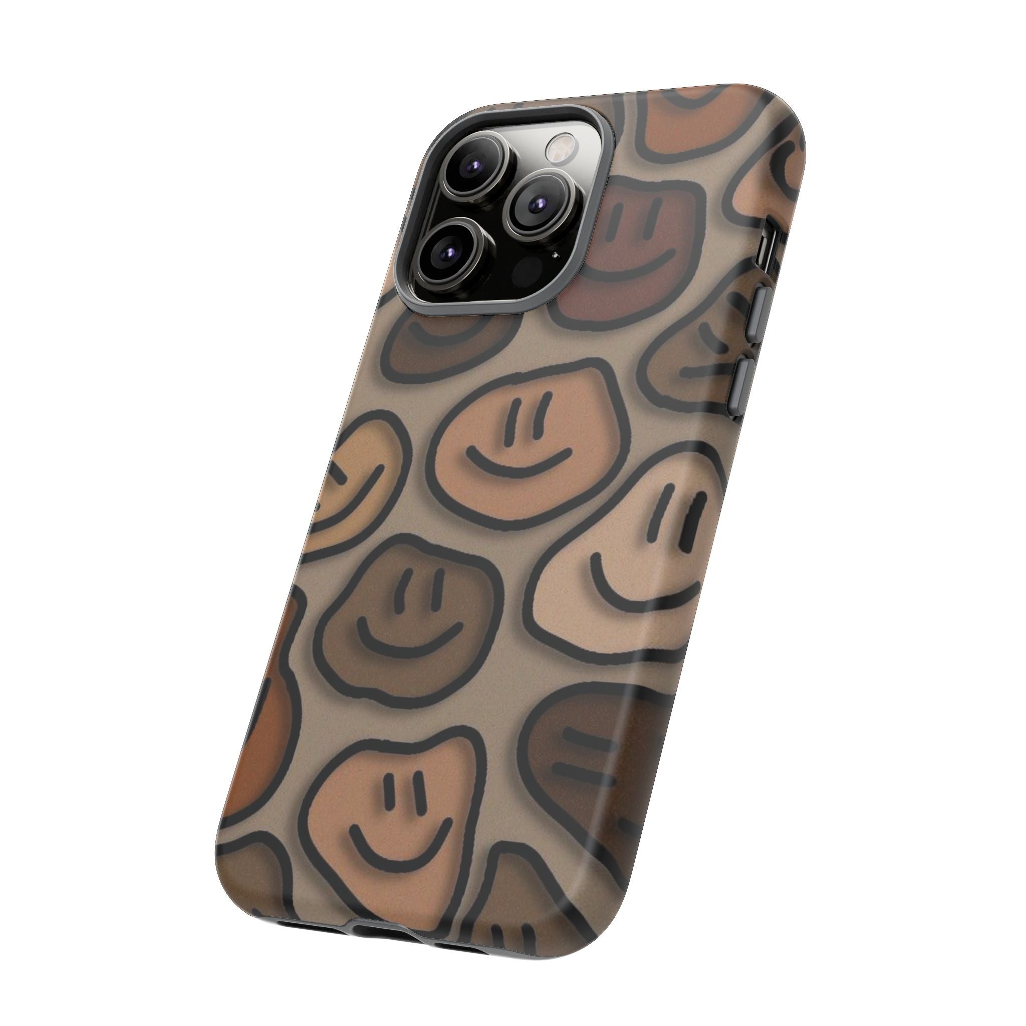 Smiley Faces iPhone Case — Neutral Brown Diverse Smiles Protective Cover
