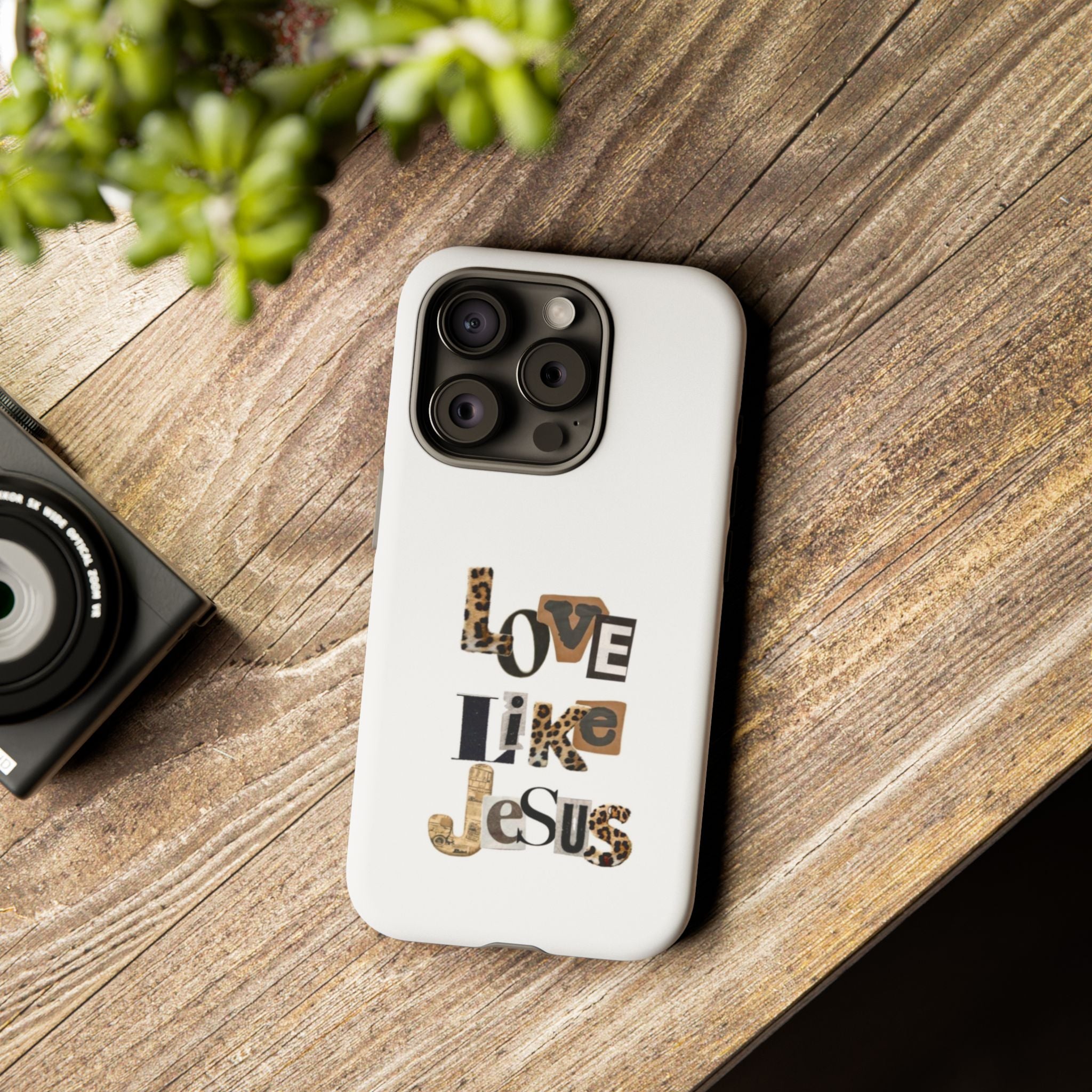"Love Like Jesus" Leopard Print Christian Tough Phone Case