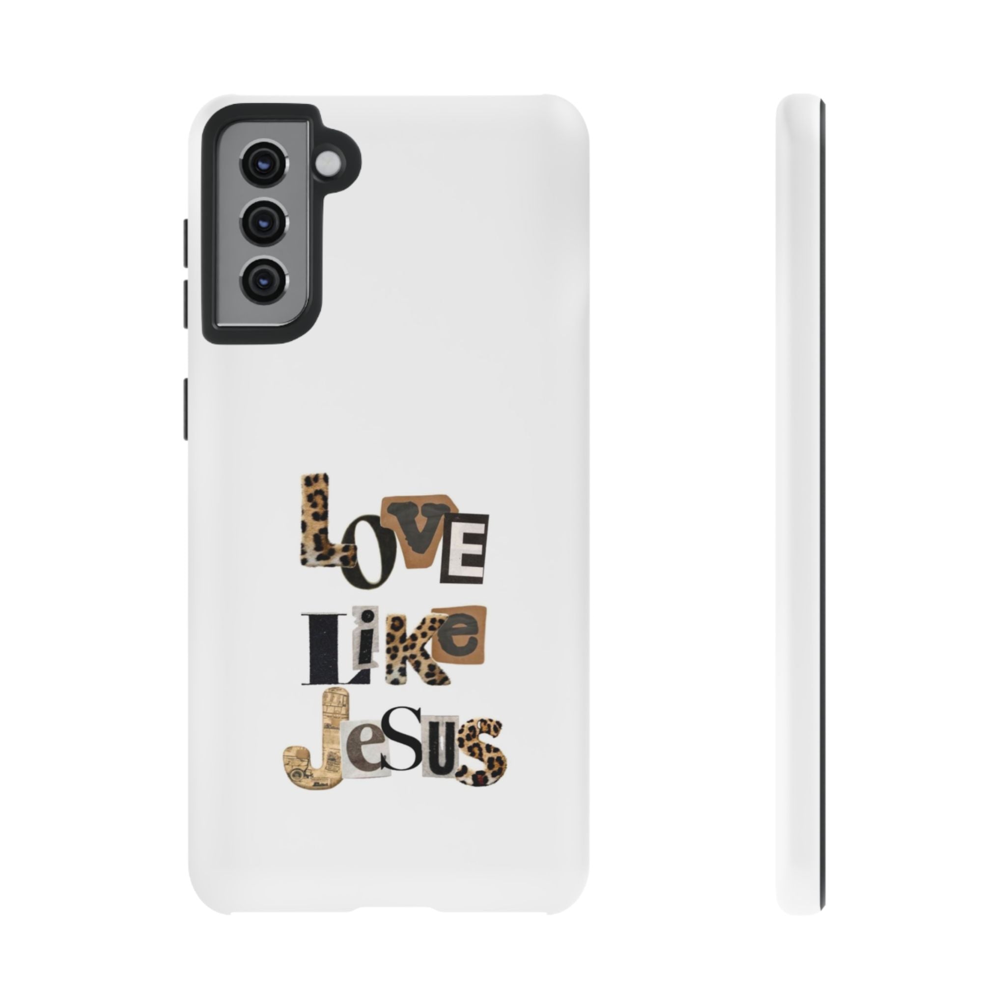 "Love Like Jesus" Leopard Print Christian Tough Phone Case