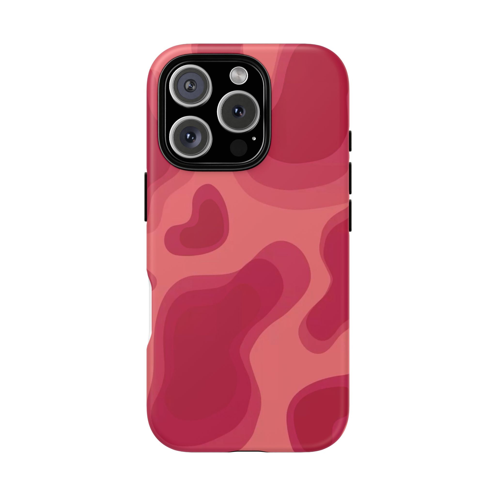 Red Pink Camo iPhone Case — Abstract Heart Pattern Tough Protective Cover