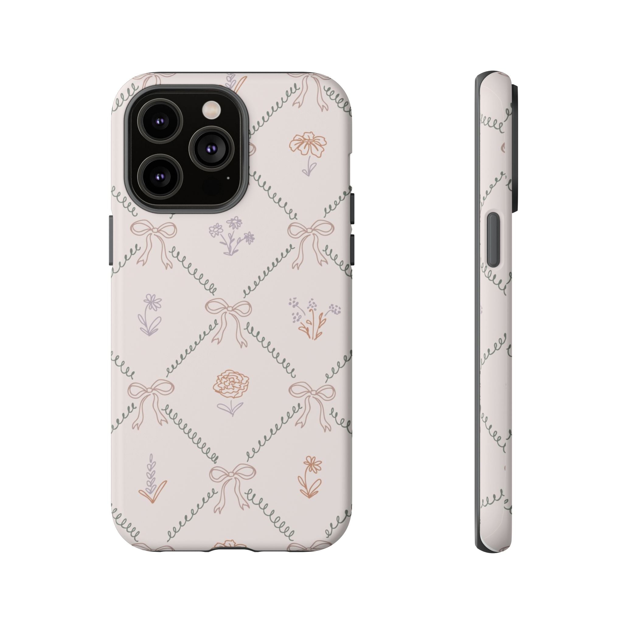 Floral Bow Pattern Tough iPhone Case