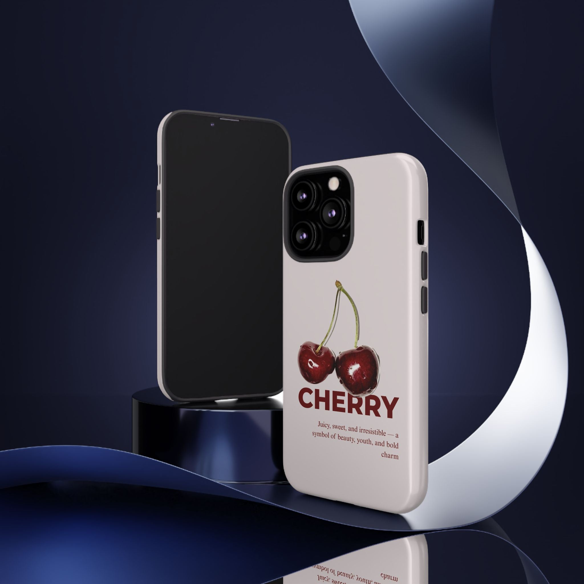 Cherry Vintage iPhone Case — Retro Cherry Illustration with 'CHERRY' Text