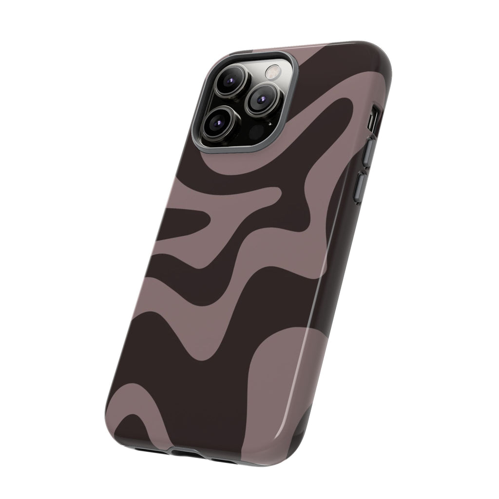 Camouflage Swirl iPhone Case — Matte Brown Abstract Camo Protective Cover