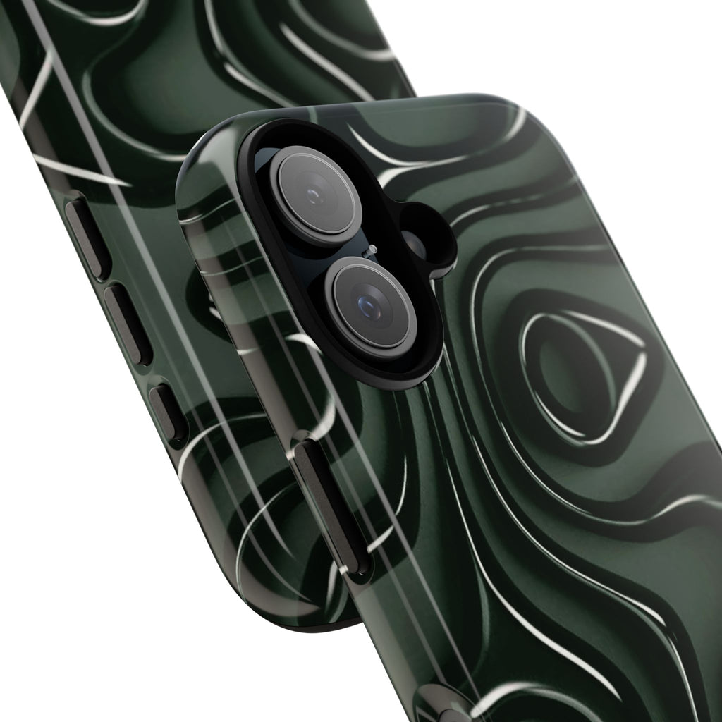 Dark Green Abstract Swirl Tough Phone Case