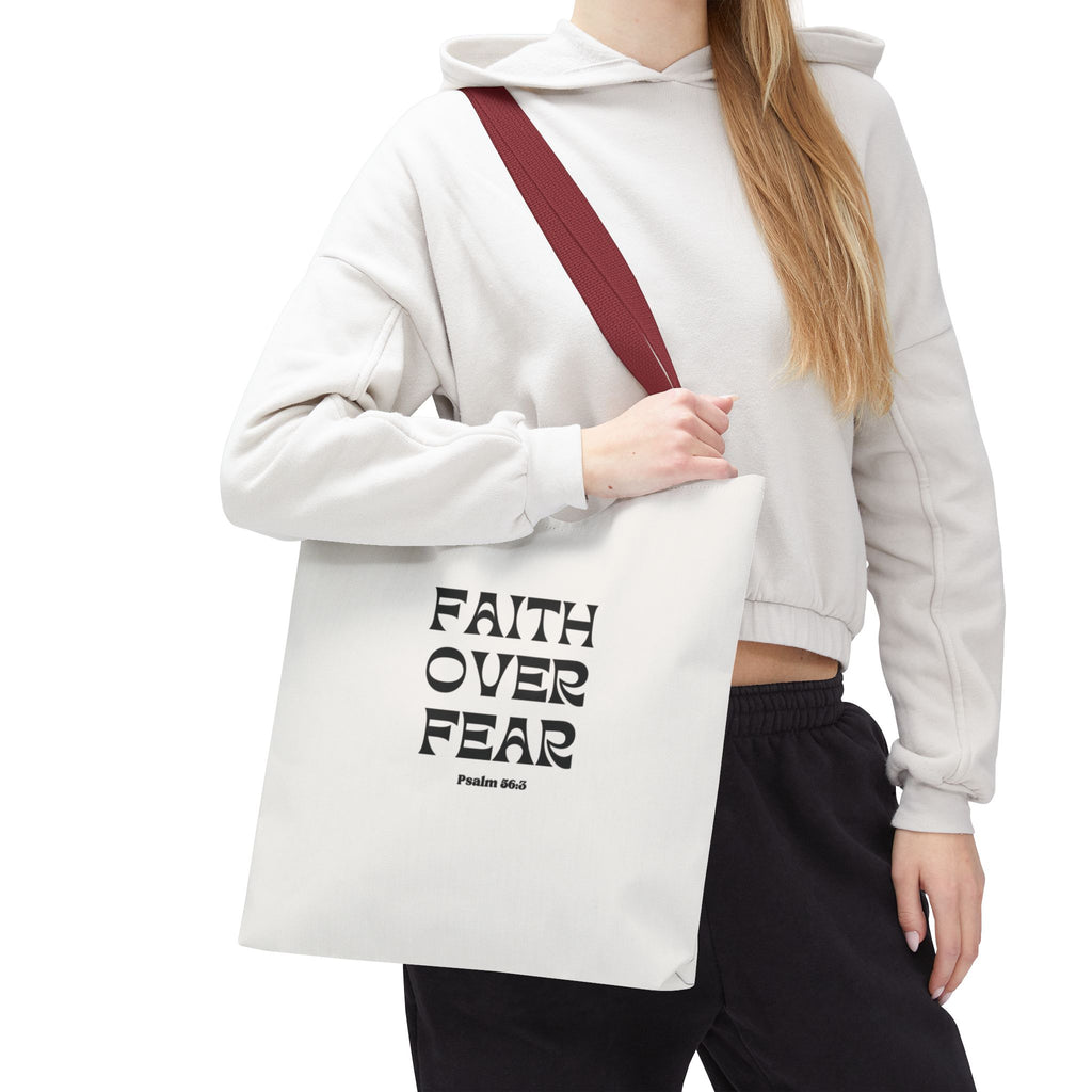Faith Over Fear Tote Bag — Christian Inspirational Scripture Bag (Psalm 56:3)