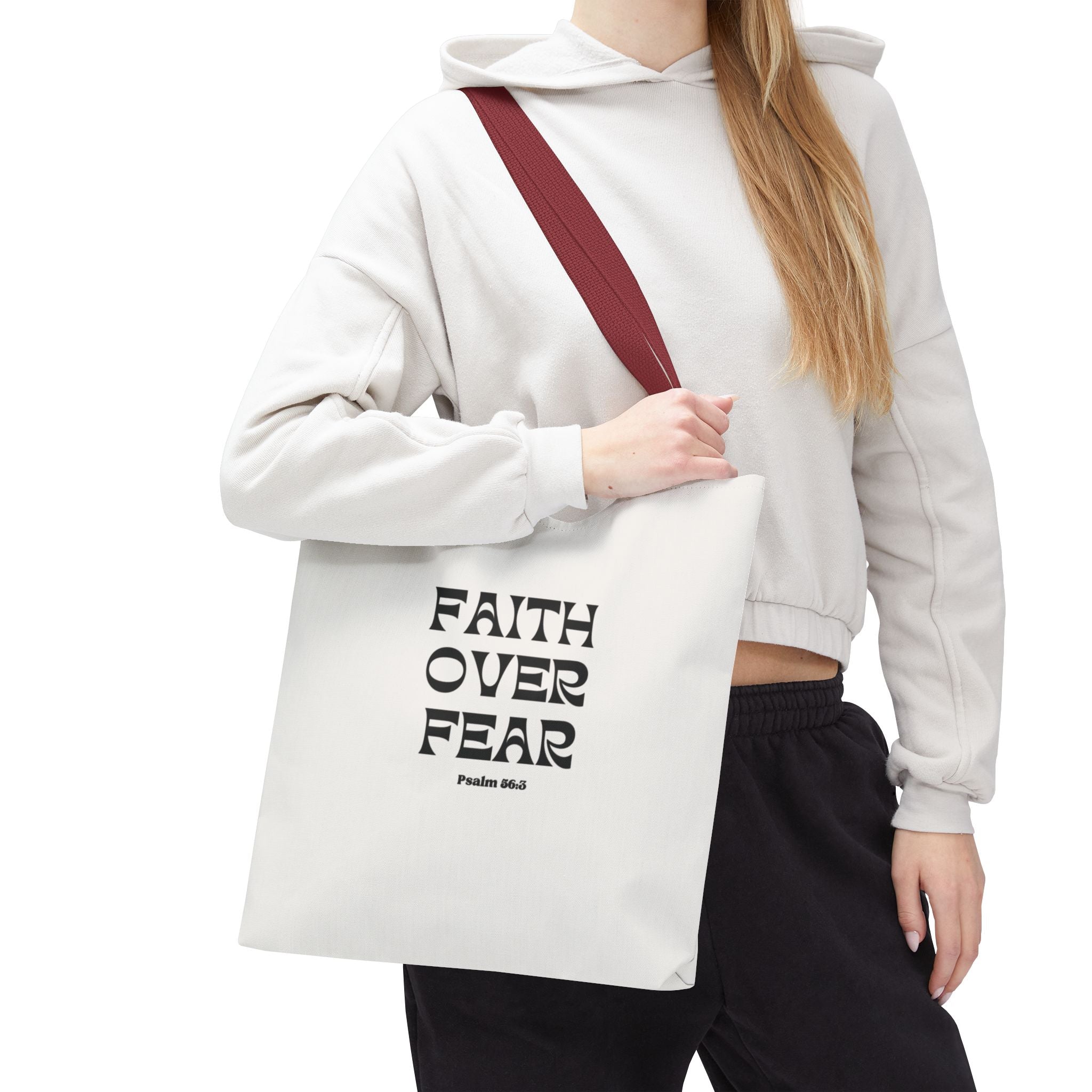 Faith Over Fear Tote Bag — Christian Inspirational Scripture Bag (Psalm 56:3)