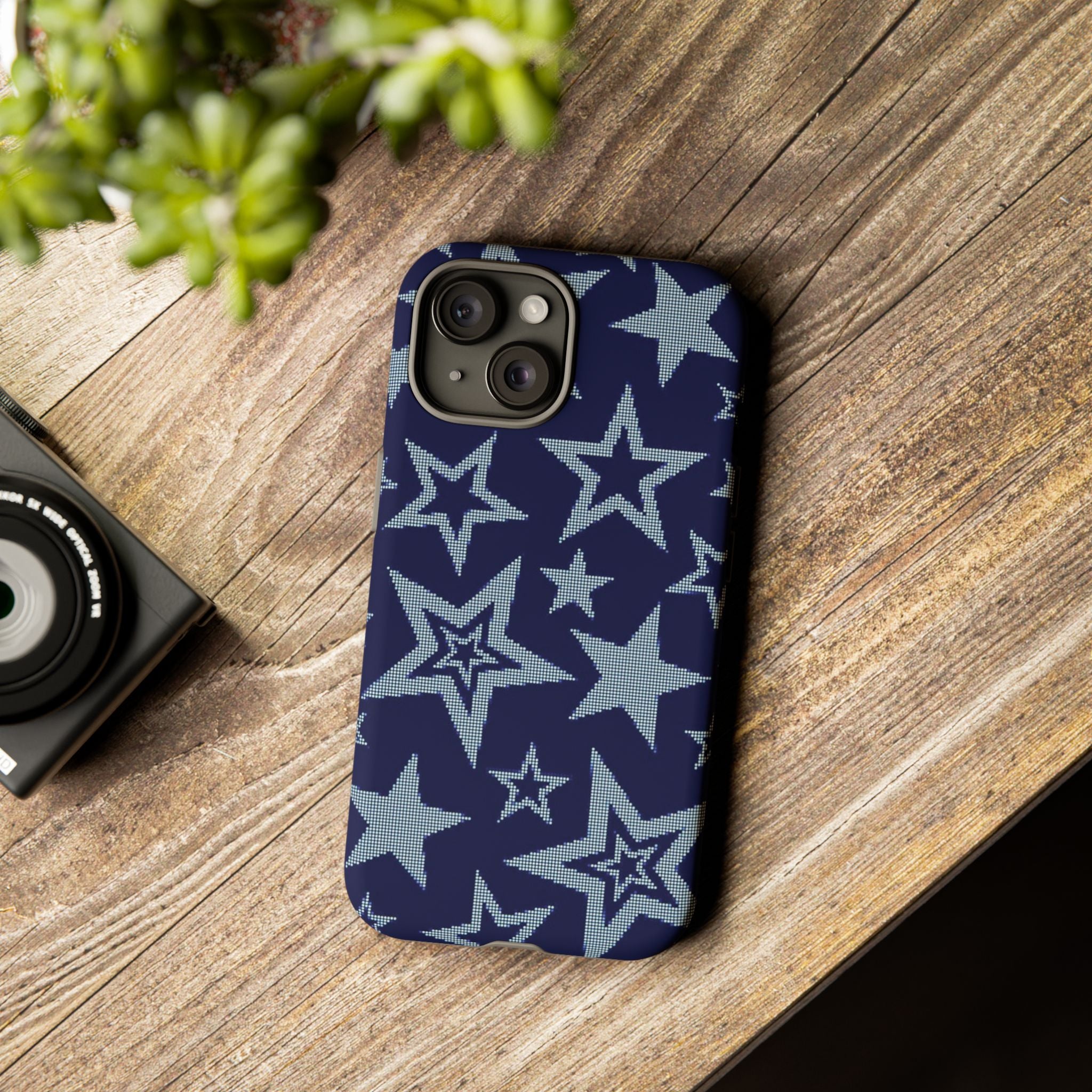 Navy Star Pattern Tough iPhone Case