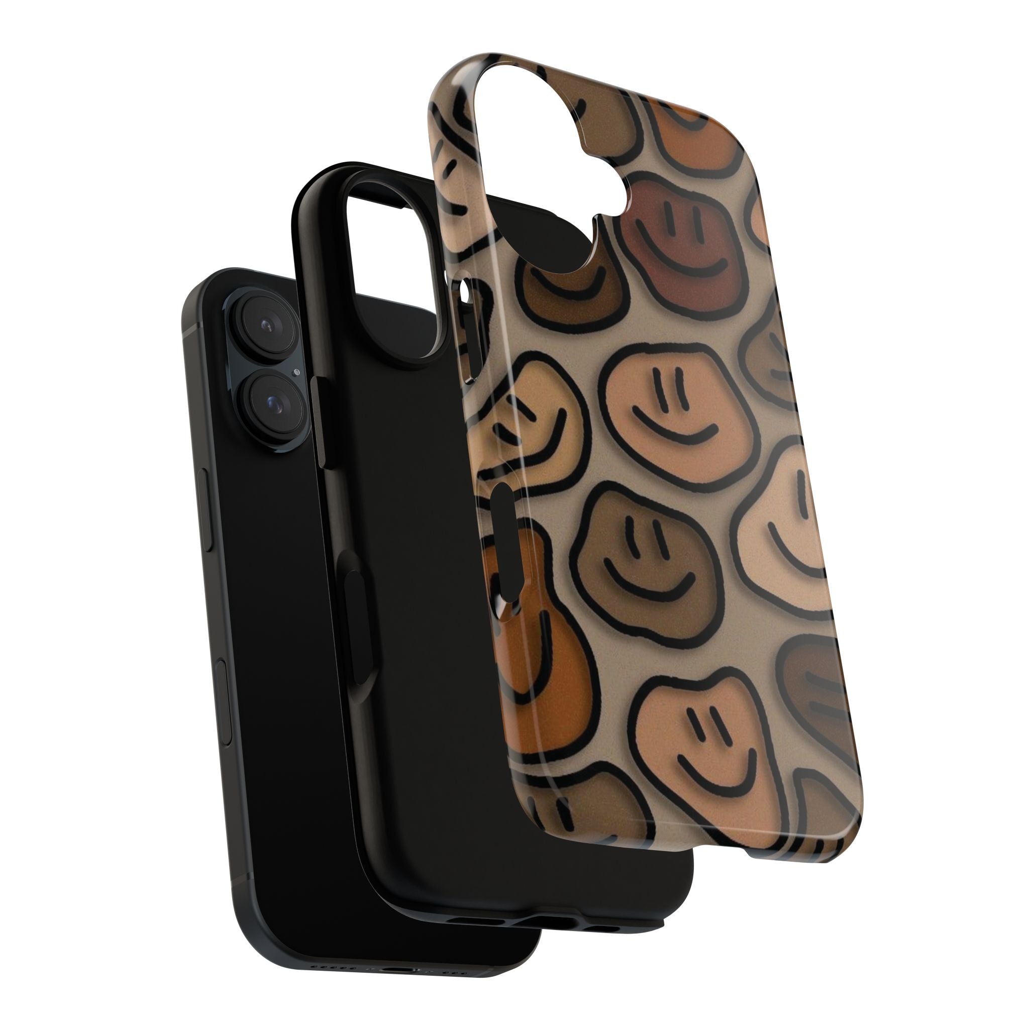 Smiley Faces iPhone Case — Neutral Brown Diverse Smiles Protective Cover