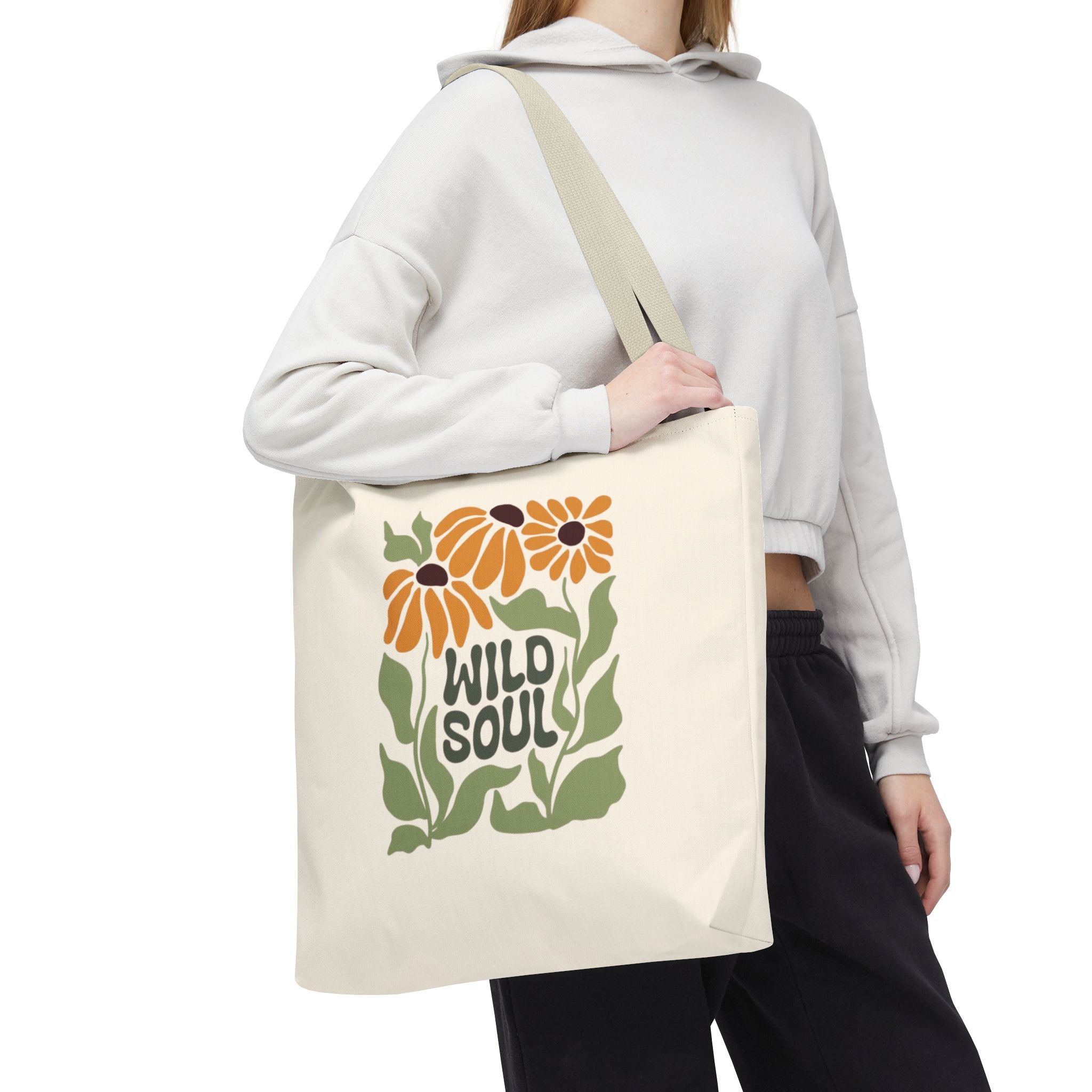 Wild Soul Floral Tote Bag — Boho Sunflower Canvas Carryall