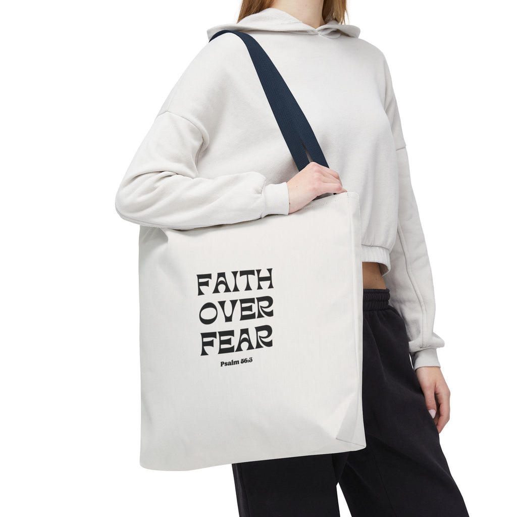 Faith Over Fear Tote Bag — Christian Inspirational Scripture Bag (Psalm 56:3)