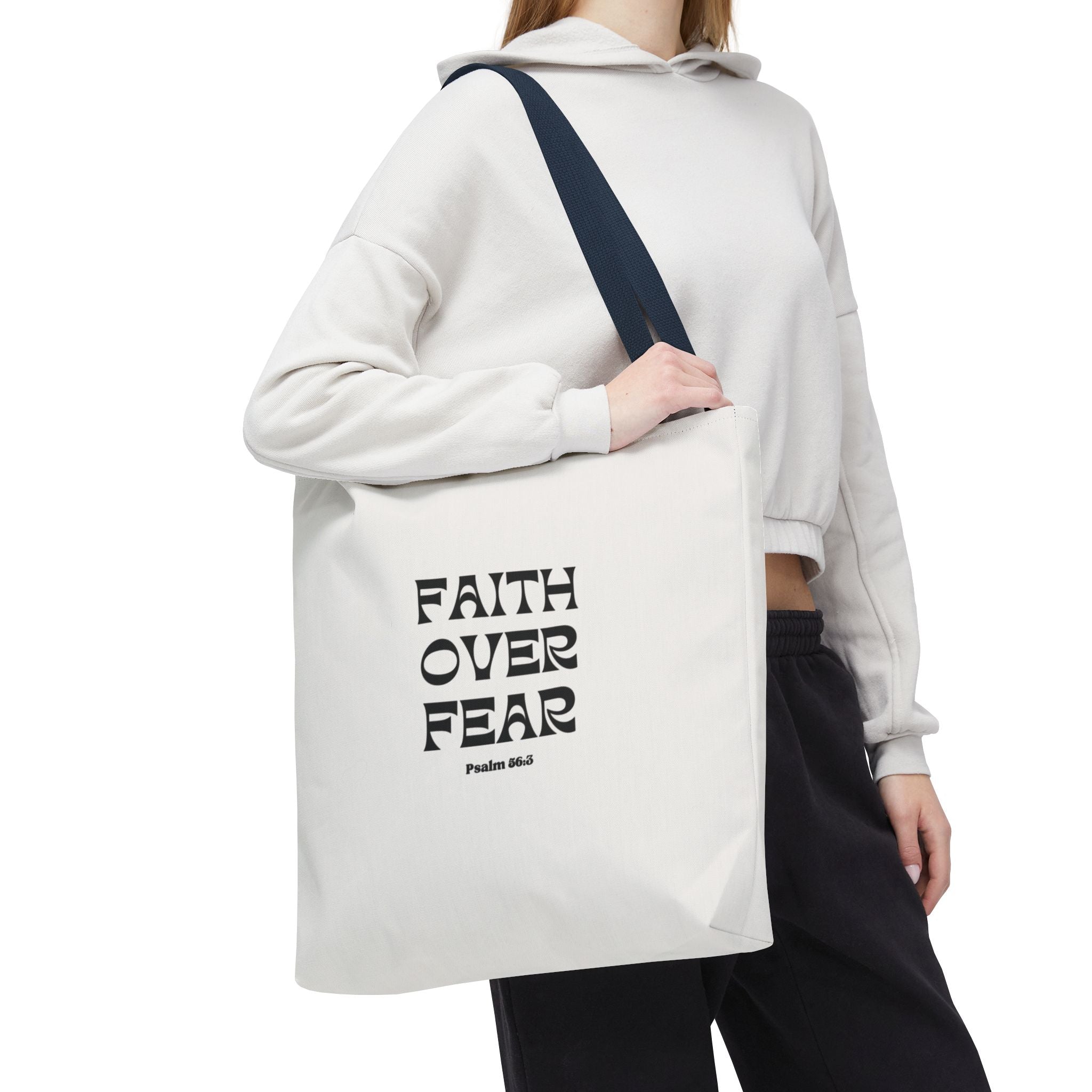 Faith Over Fear Tote Bag — Christian Inspirational Scripture Bag (Psalm 56:3)