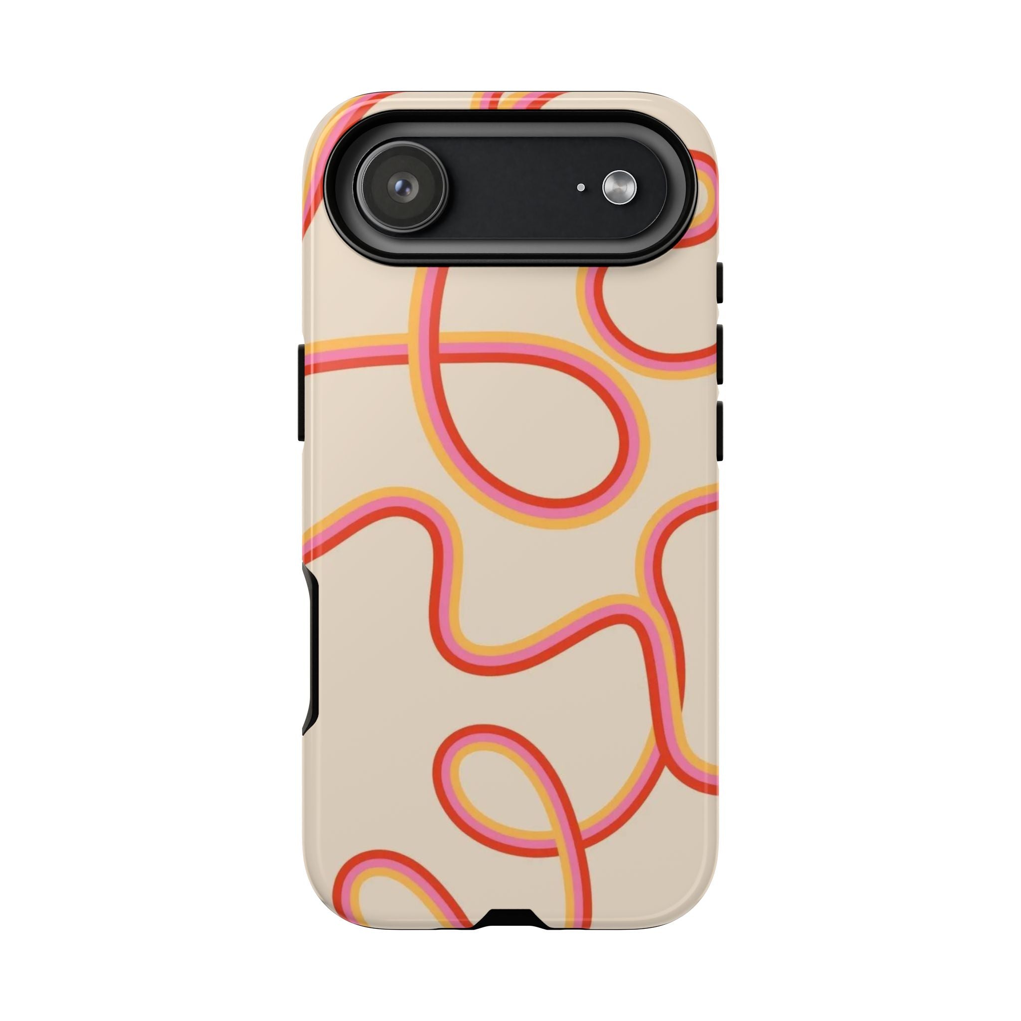 Retro Loop Pattern iPhone Case – Peach & Sunset Abstract Tough Case