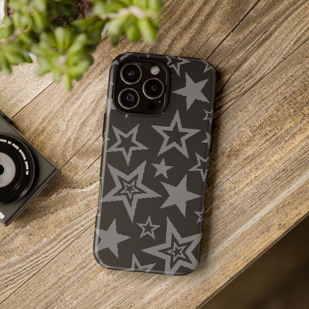 Black Star Pattern Tough Phone Case — Durable Protective Phone Cover