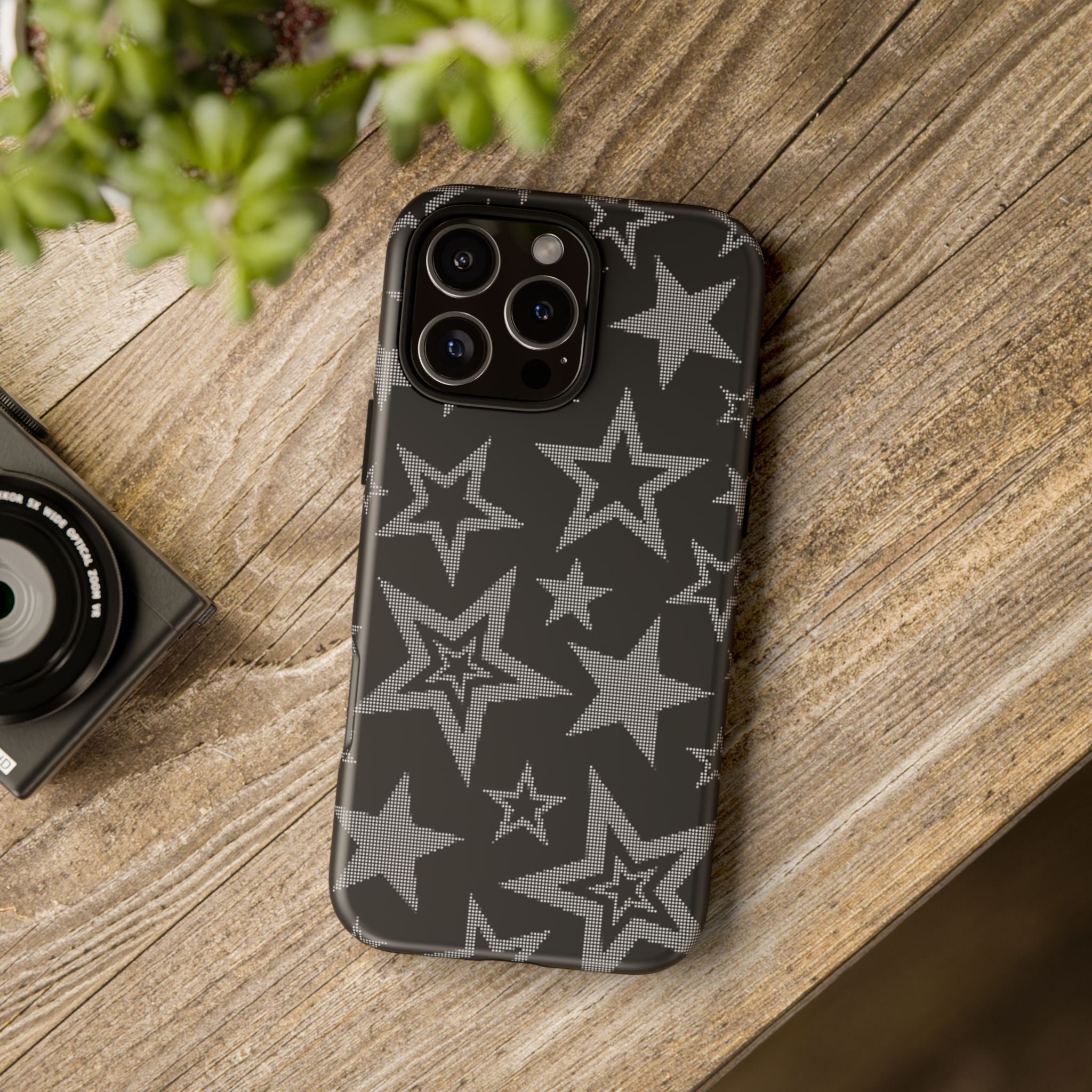 Black Star Pattern Tough Phone Case — Durable Protective Phone Cover