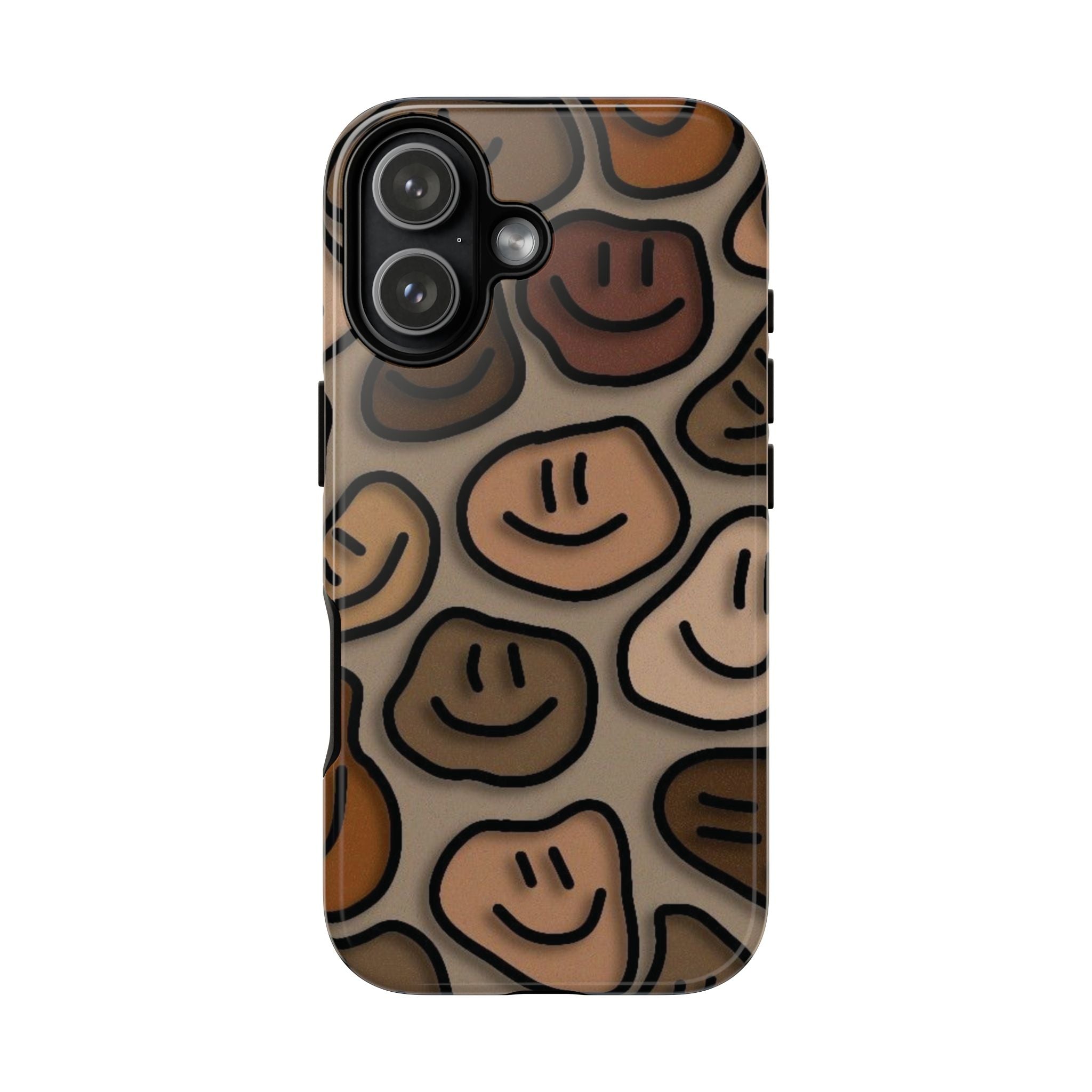 Smiley Faces iPhone Case — Neutral Brown Diverse Smiles Protective Cover