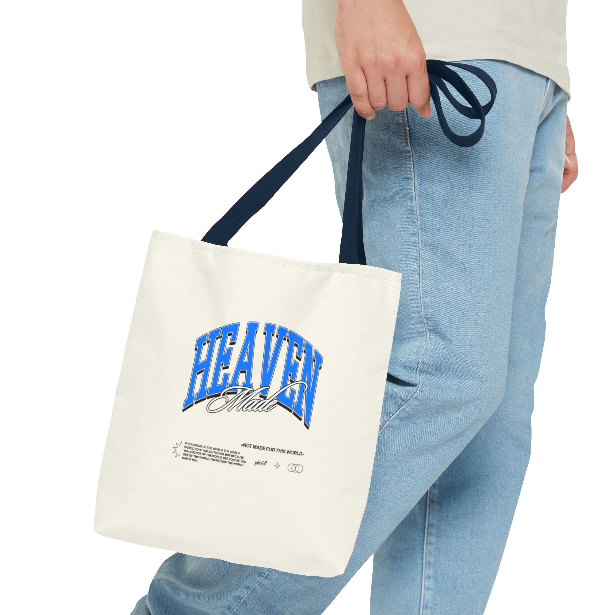 Heaven Music Tote Bag - Retro Blue Graphic All-Over Print