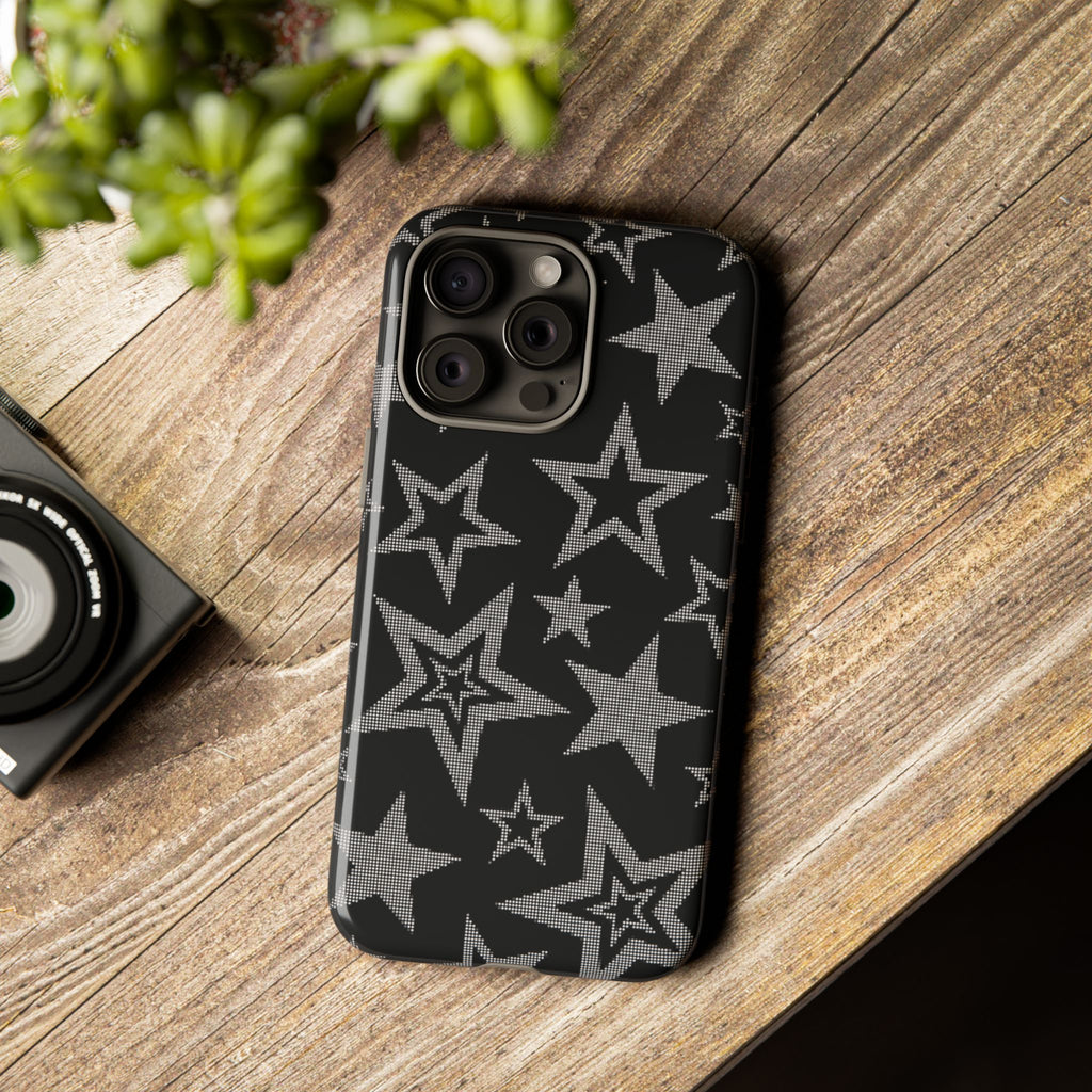 Black Star Pattern Tough Phone Case — Durable Protective Phone Cover