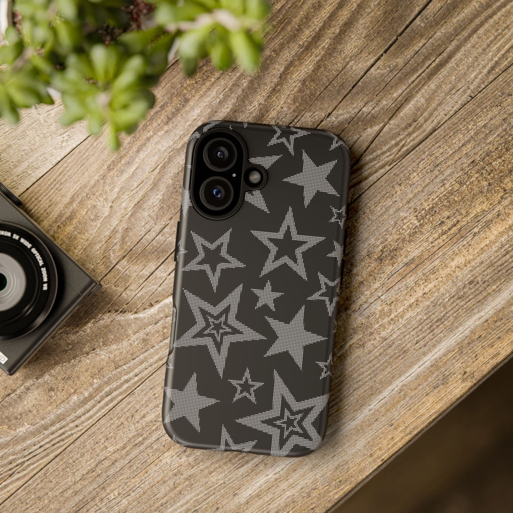 Black Star Pattern Tough Phone Case — Durable Protective Phone Cover