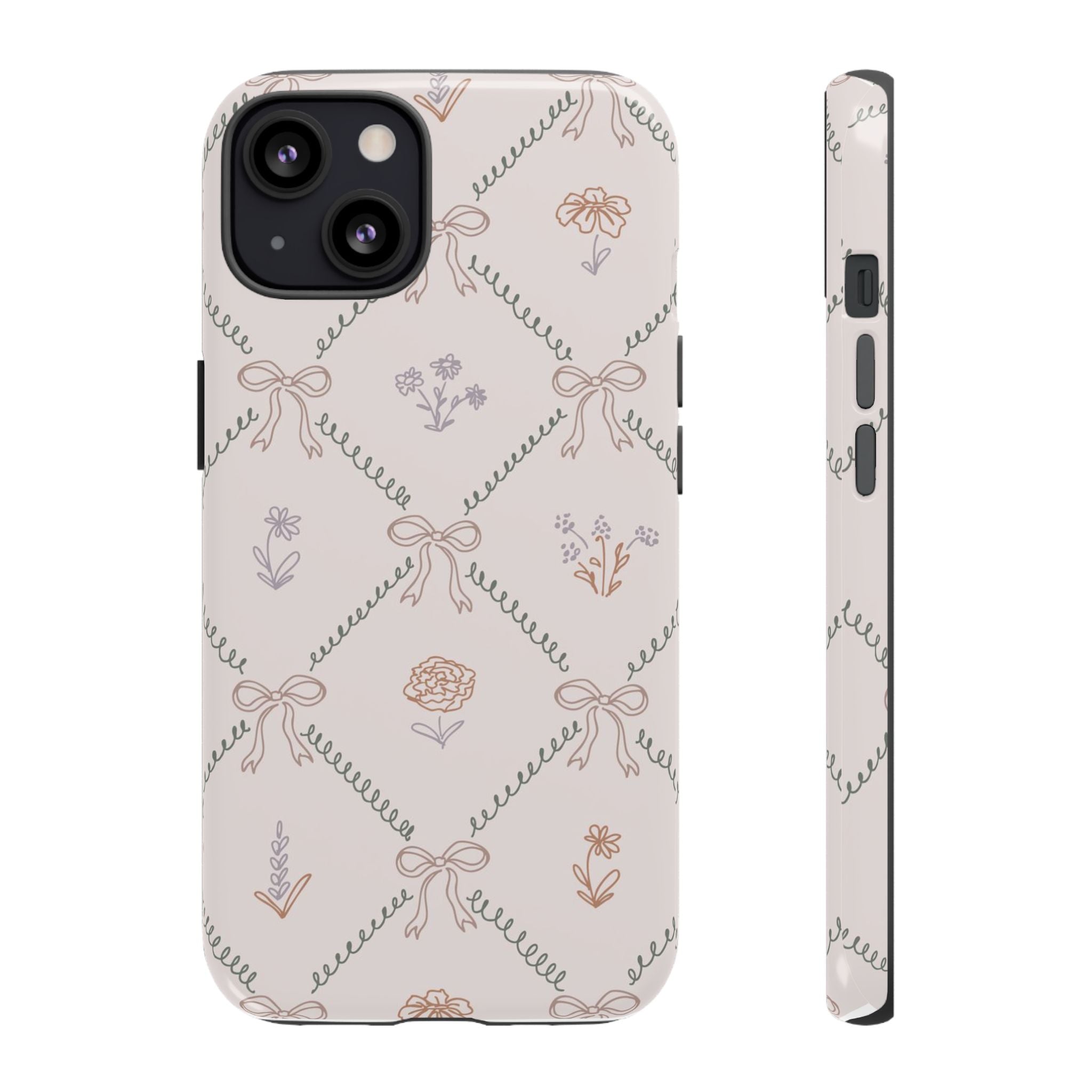 Floral Bow Pattern Tough iPhone Case