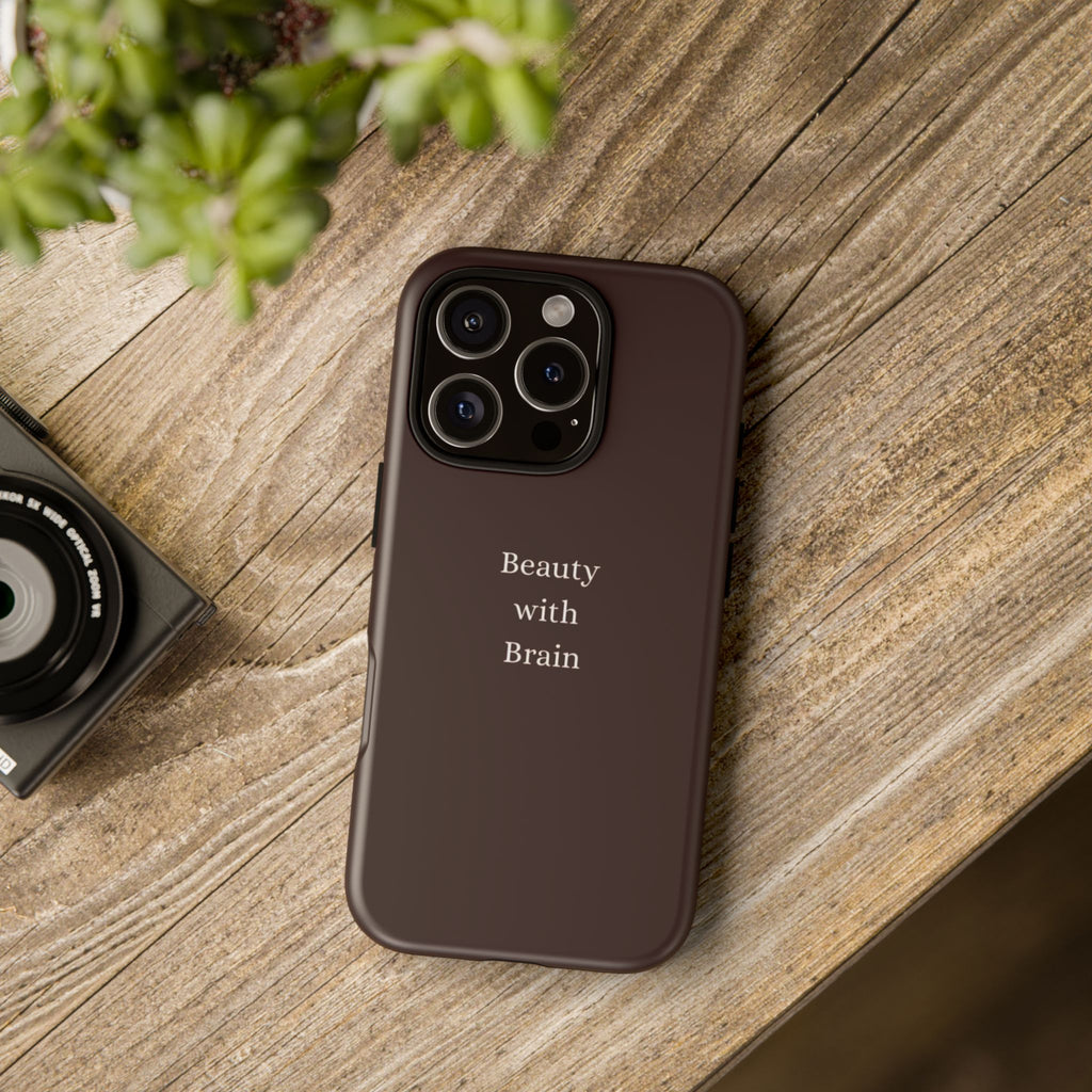 Tough Case — "Beauty with Brain" Protective iPhone Case (Sleek Maroon)