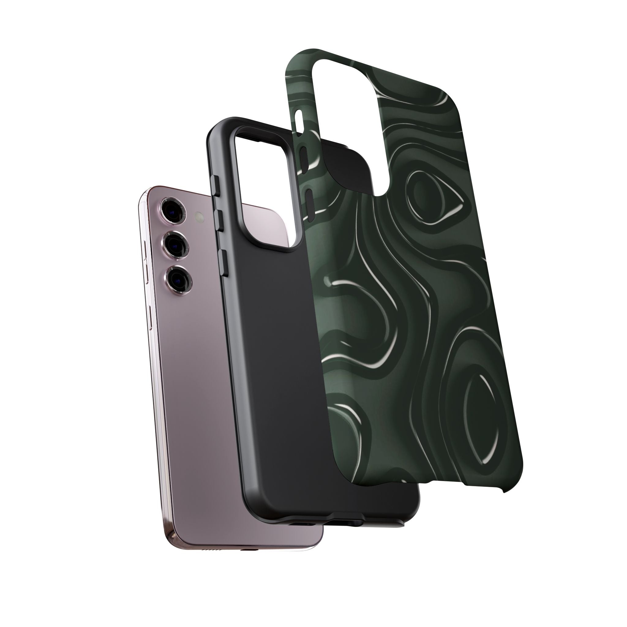 Dark Green Abstract Swirl Tough Phone Case