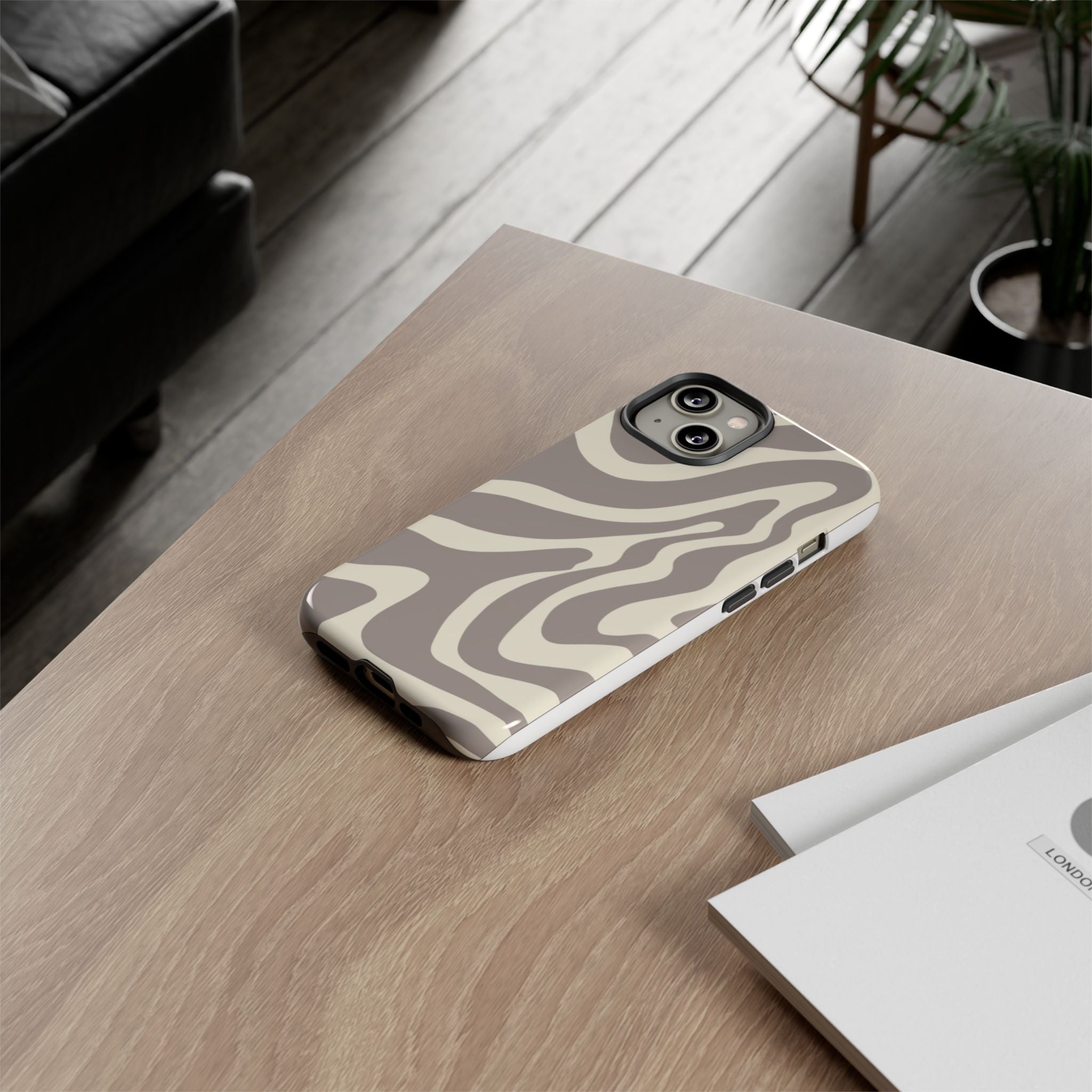 Neutral Zebra Print Tough iPhone Case