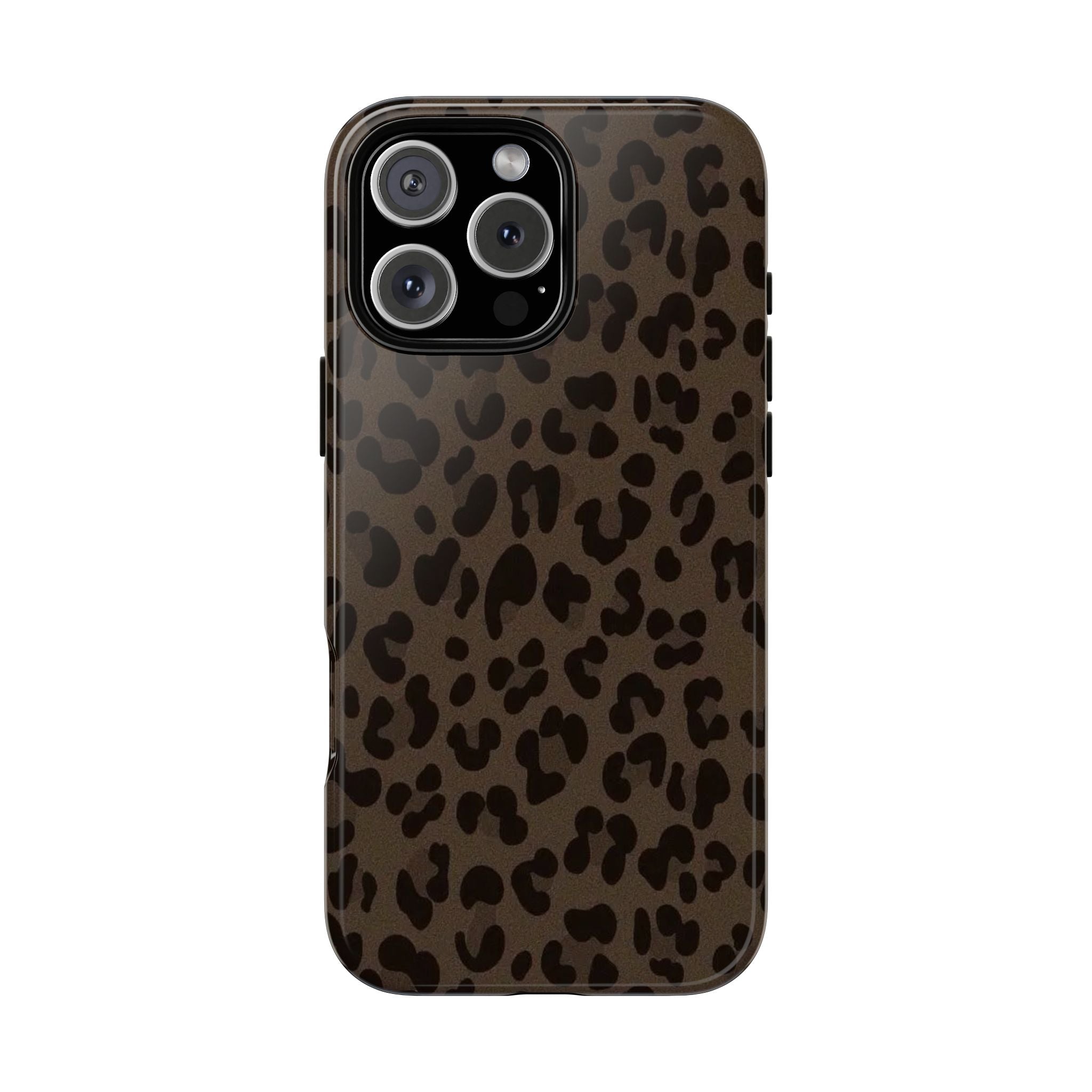 Leopard Print Tough iPhone Case — Durable Brown Animal Pattern Protective Cover