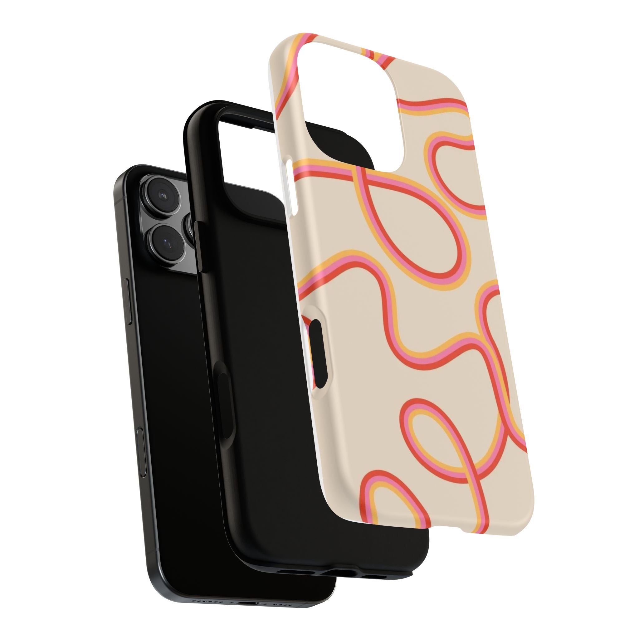 Retro Loop Pattern iPhone Case – Peach & Sunset Abstract Tough Case