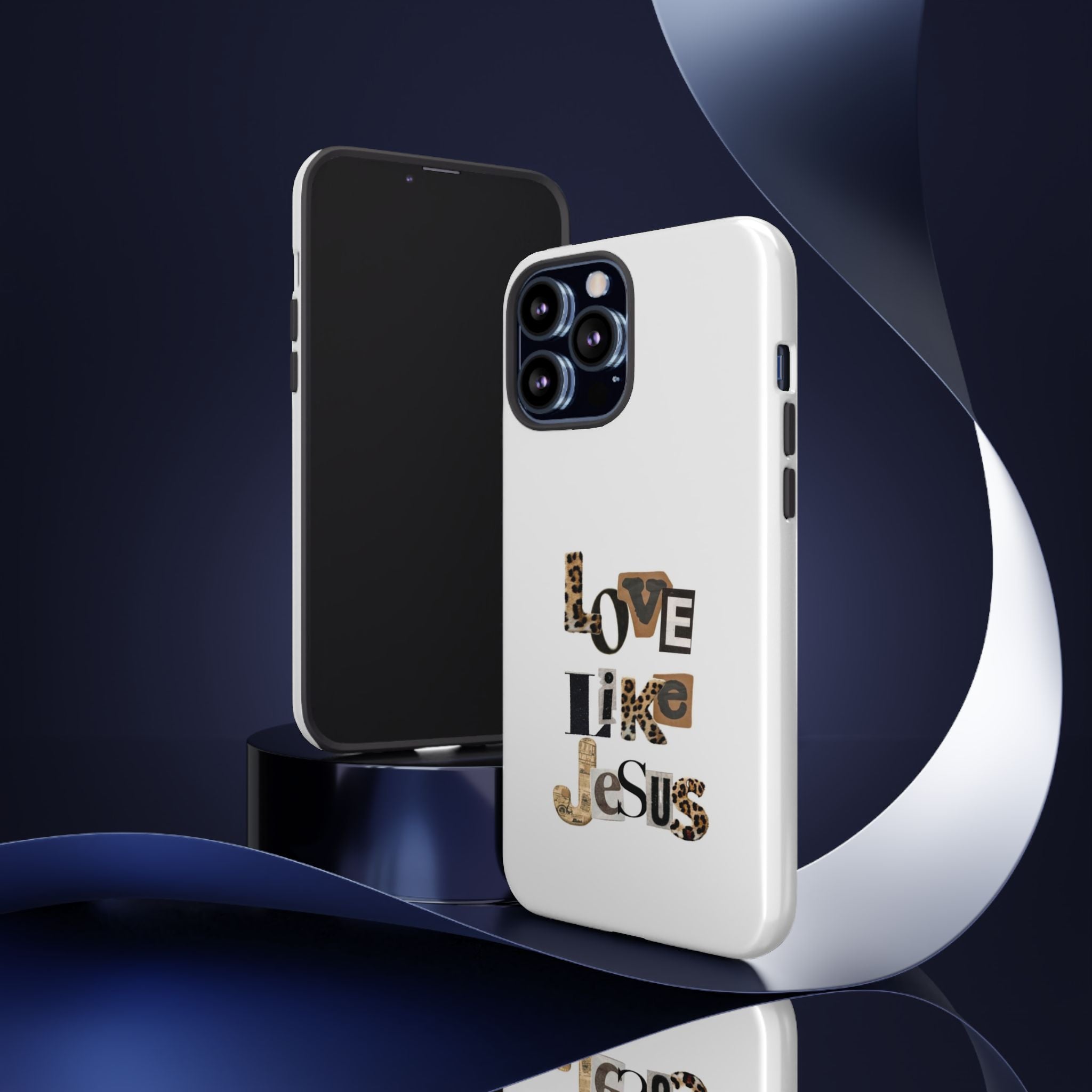 "Love Like Jesus" Leopard Print Christian Tough Phone Case