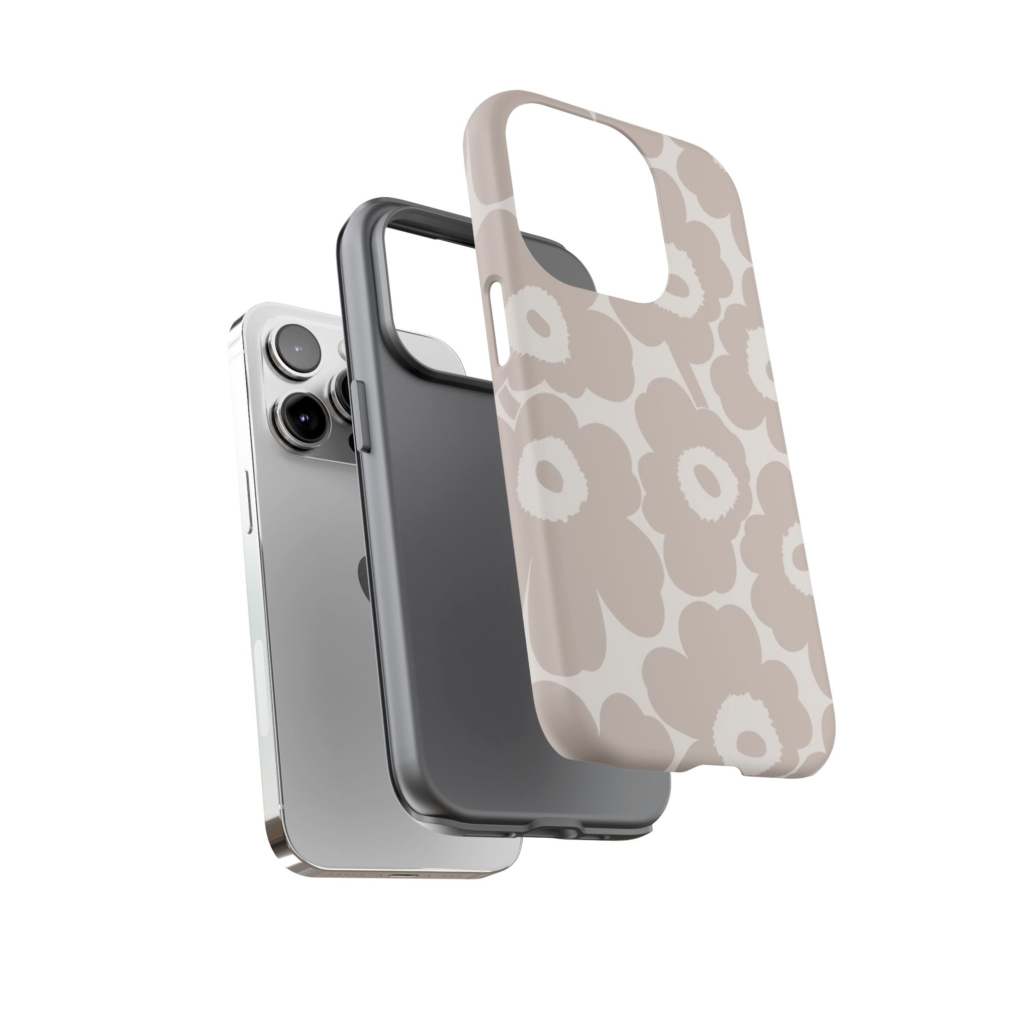 Floral Tough iPhone Case — Neutral Beige Poppy Protective Cover