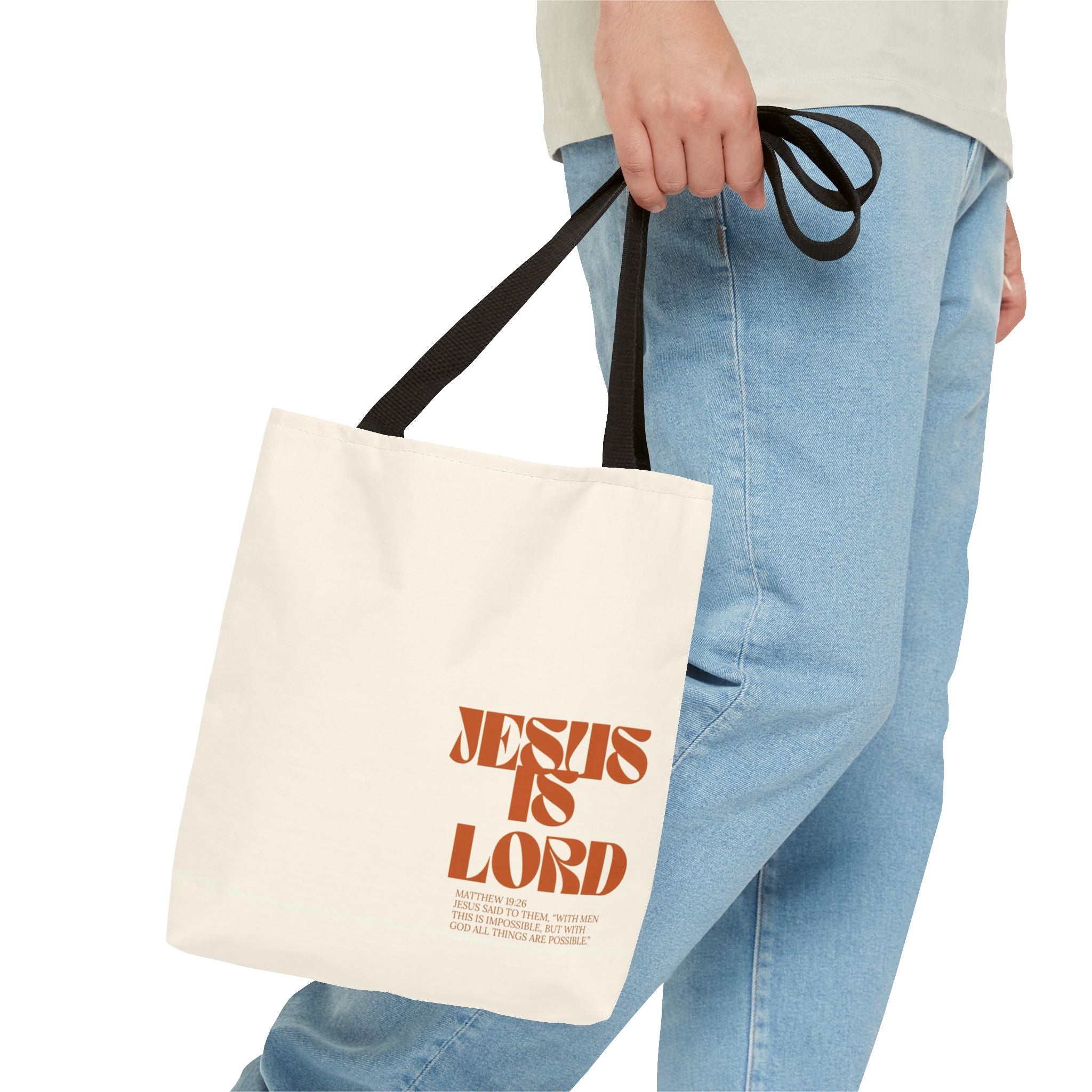 "Jesus Is Lord" Tote Bag — Faith-Based Christian Quote Everyday Tote