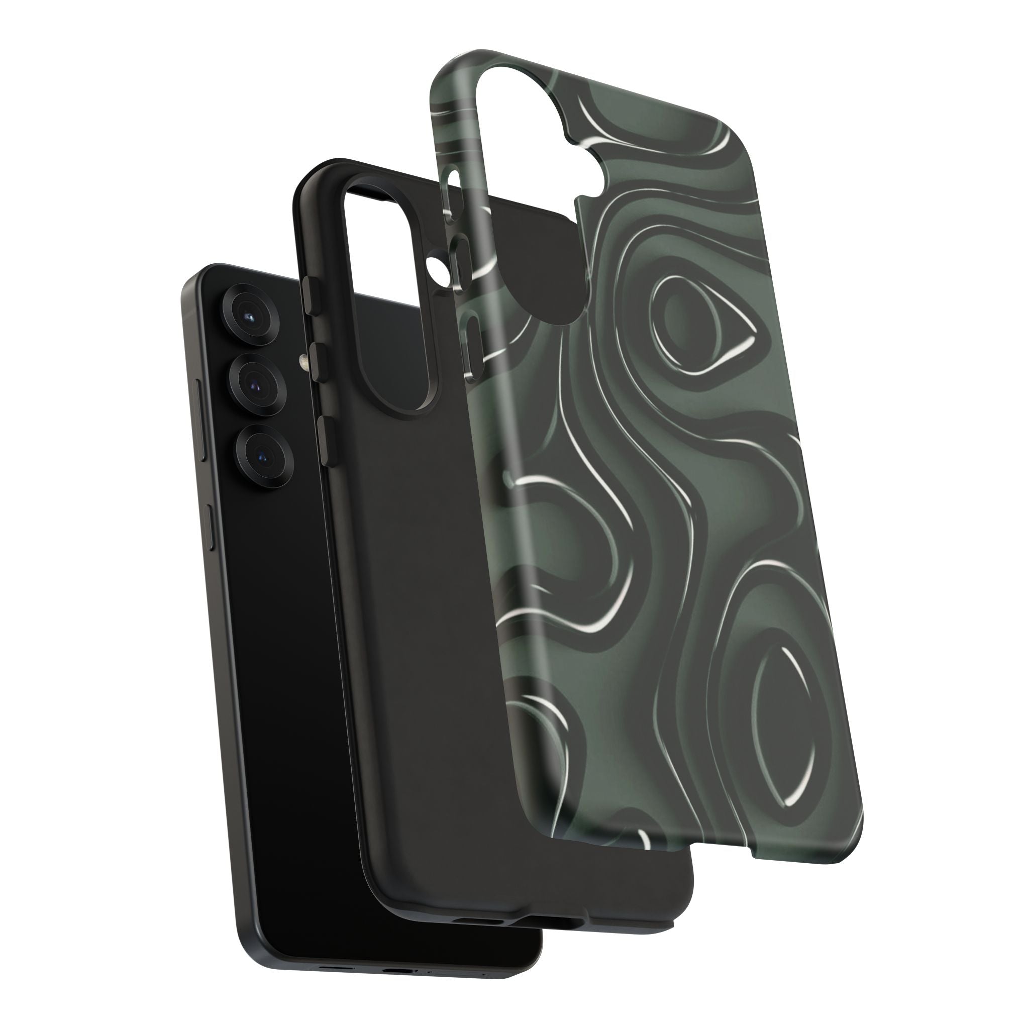 Dark Green Abstract Swirl Tough Phone Case
