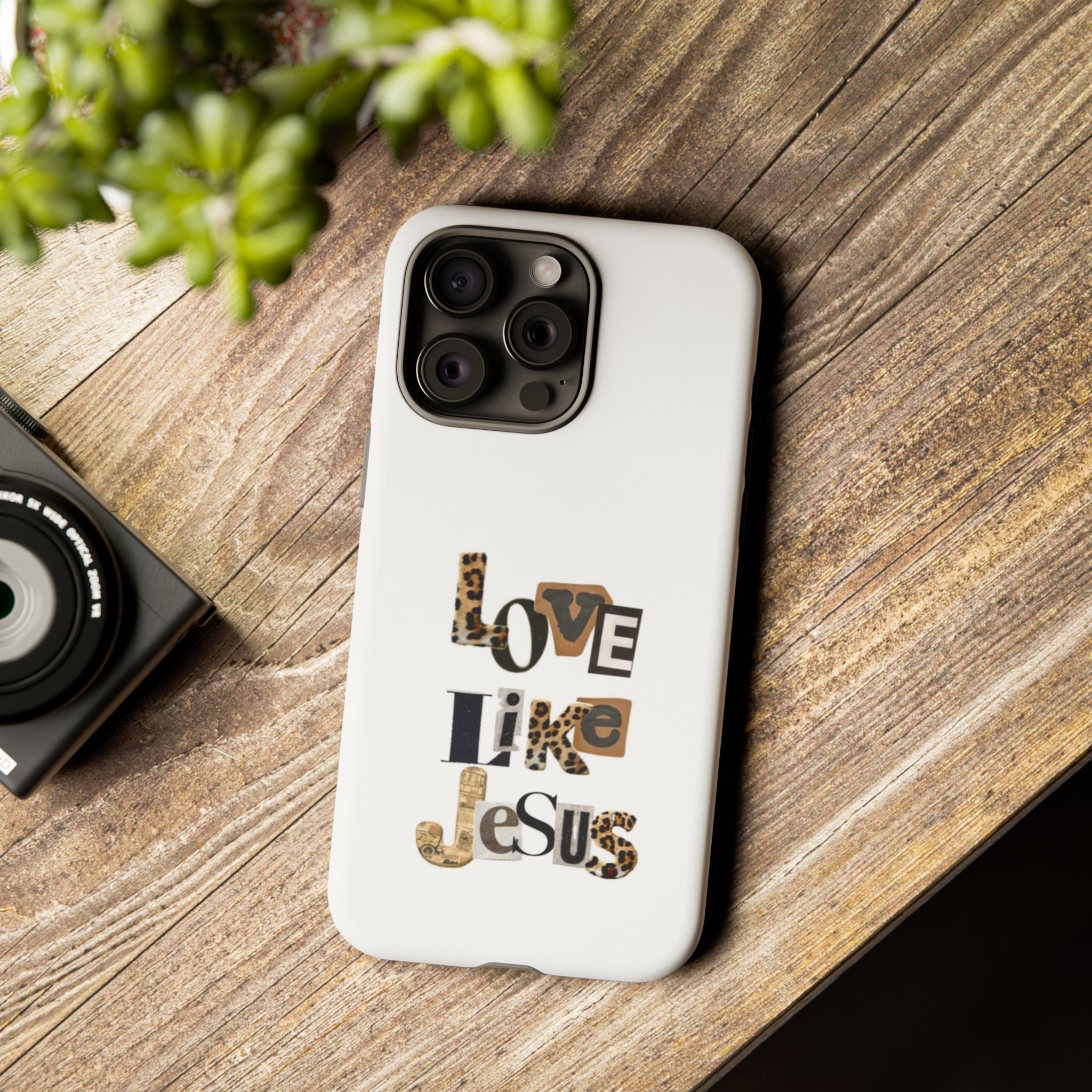 "Love Like Jesus" Leopard Print Christian Tough Phone Case