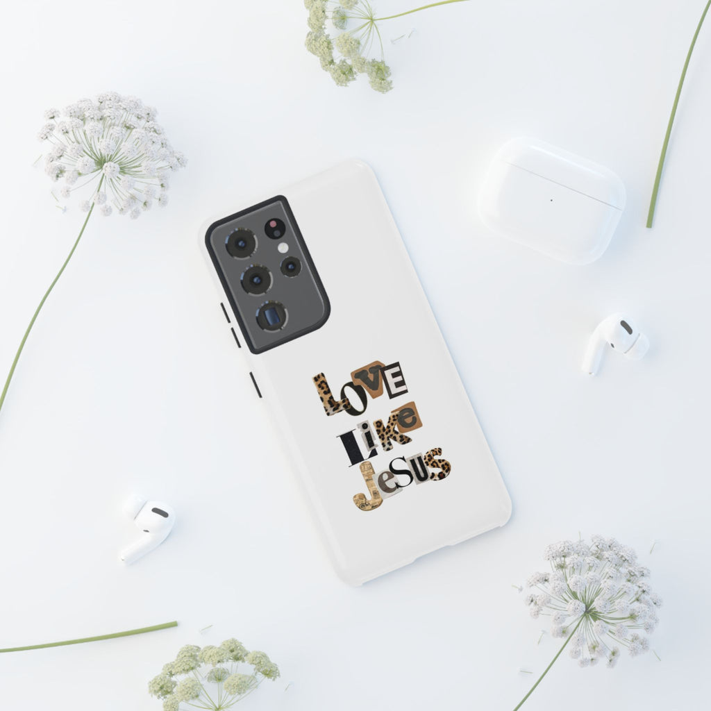 "Love Like Jesus" Leopard Print Christian Tough Phone Case