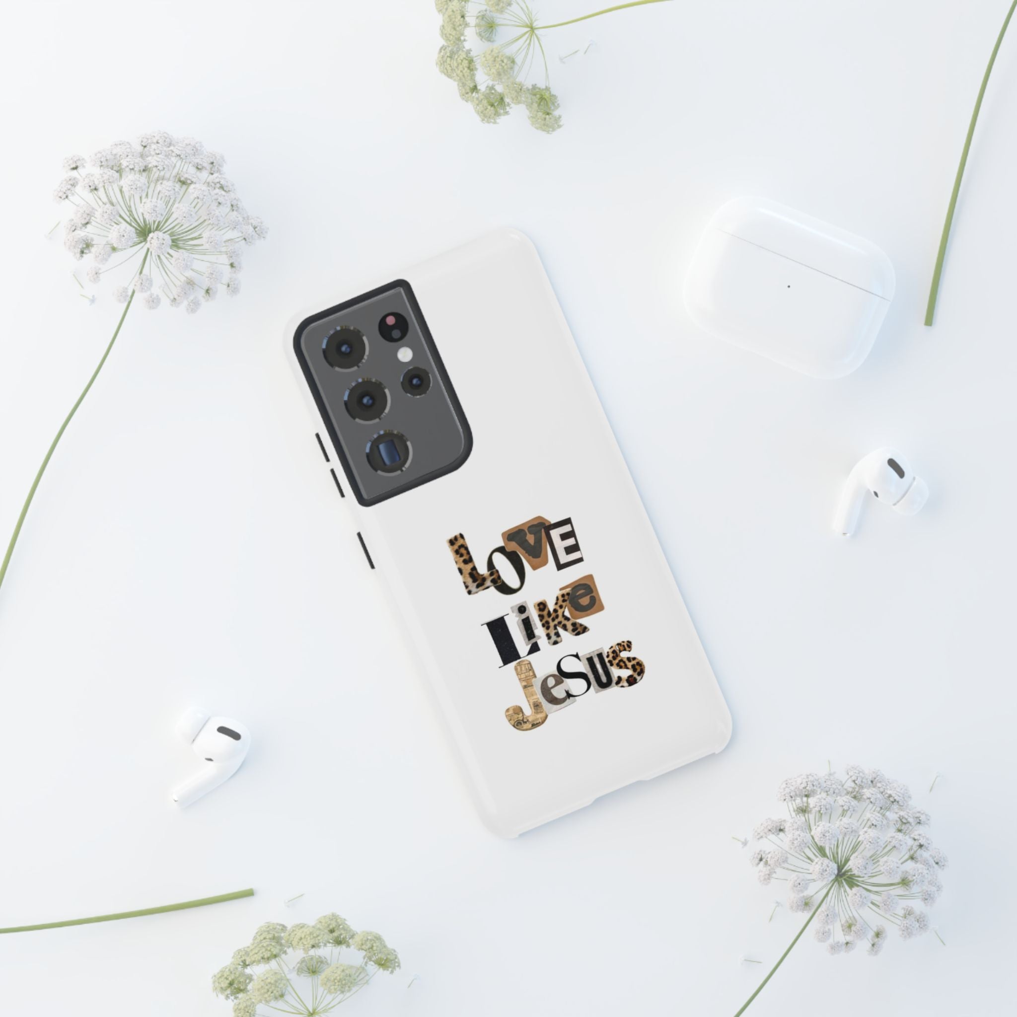 "Love Like Jesus" Leopard Print Christian Tough Phone Case