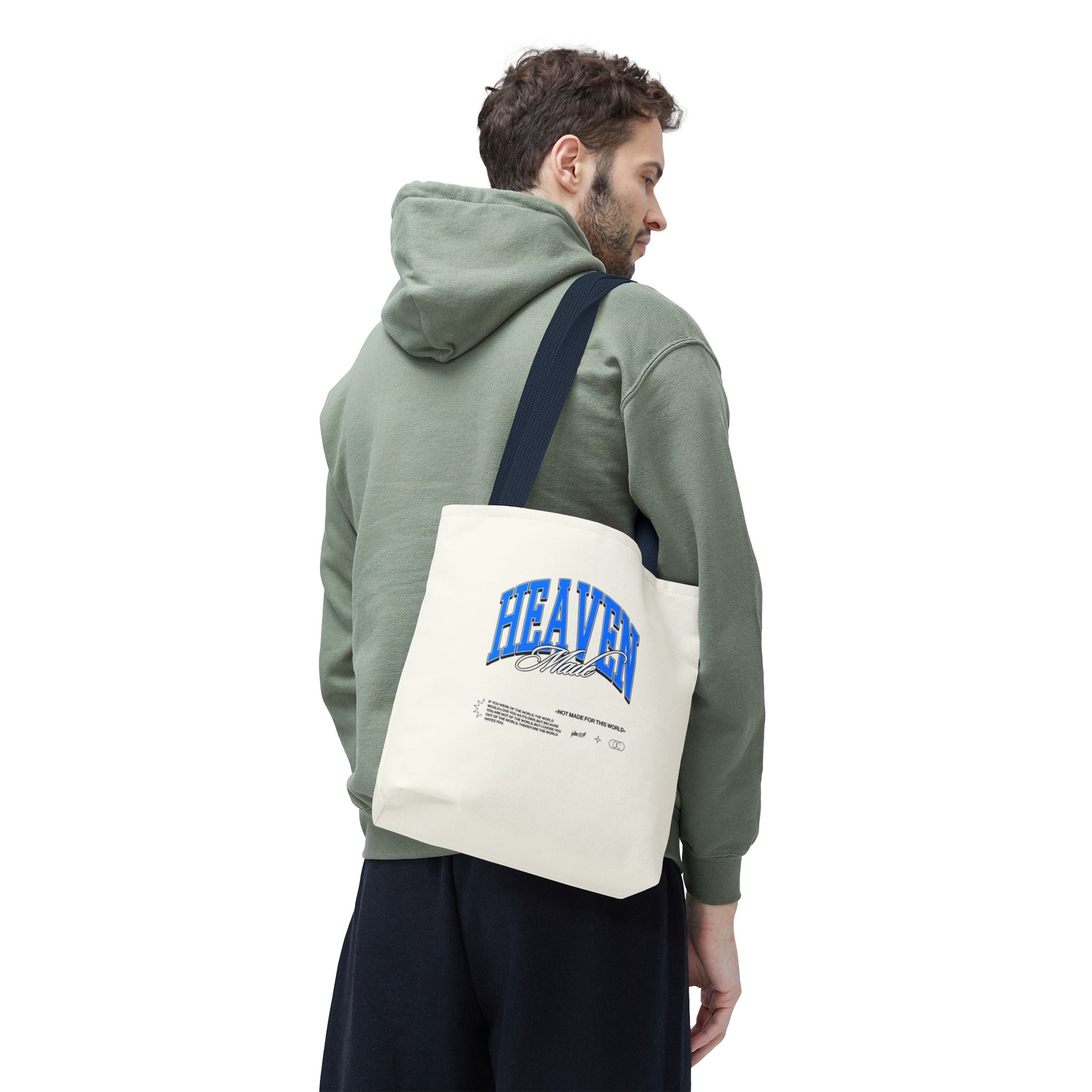 Heaven Music Tote Bag - Retro Blue Graphic All-Over Print