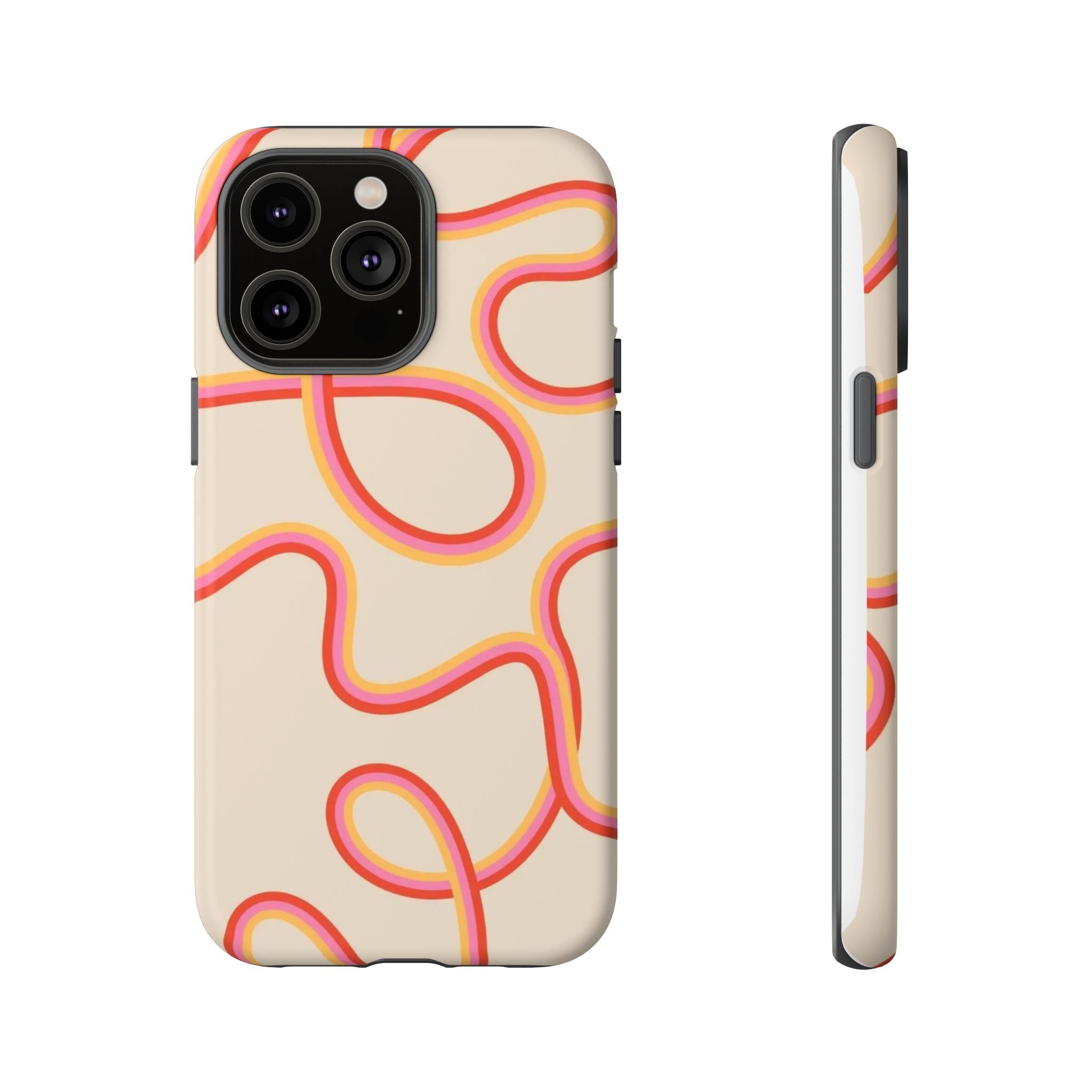 Retro Loop Pattern iPhone Case – Peach & Sunset Abstract Tough Case