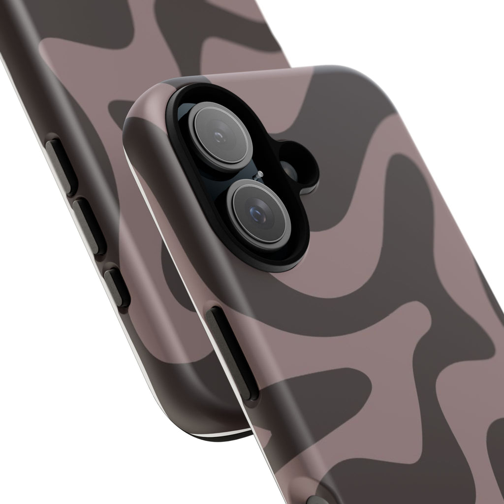 Camouflage Swirl iPhone Case — Matte Brown Abstract Camo Protective Cover