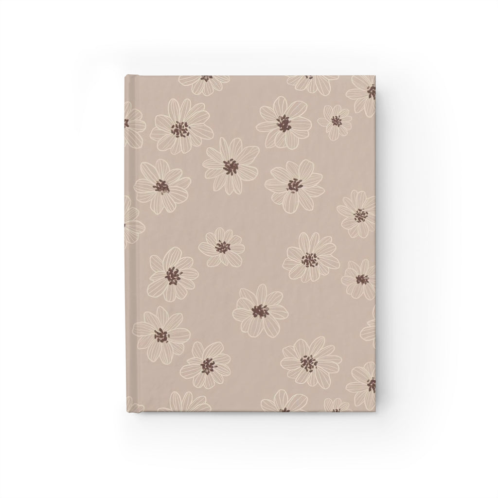 Hardcover Daisy Beige Ruled Journal — Floral Lined Notebook for Notes & Daily Planning